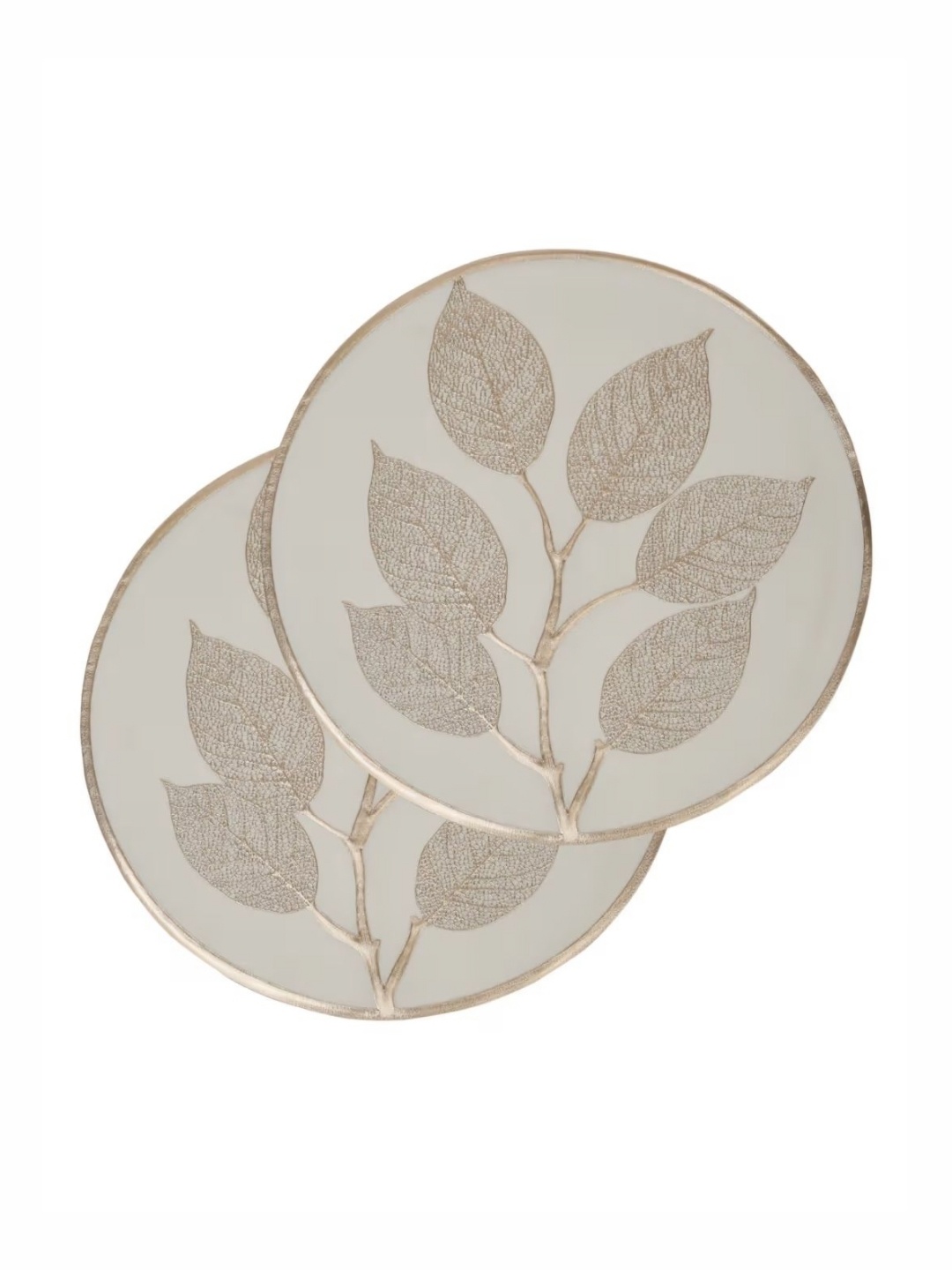 

LooMantha Gold-Toned & White 2 Pieces Floral Printed Round Table Placemats