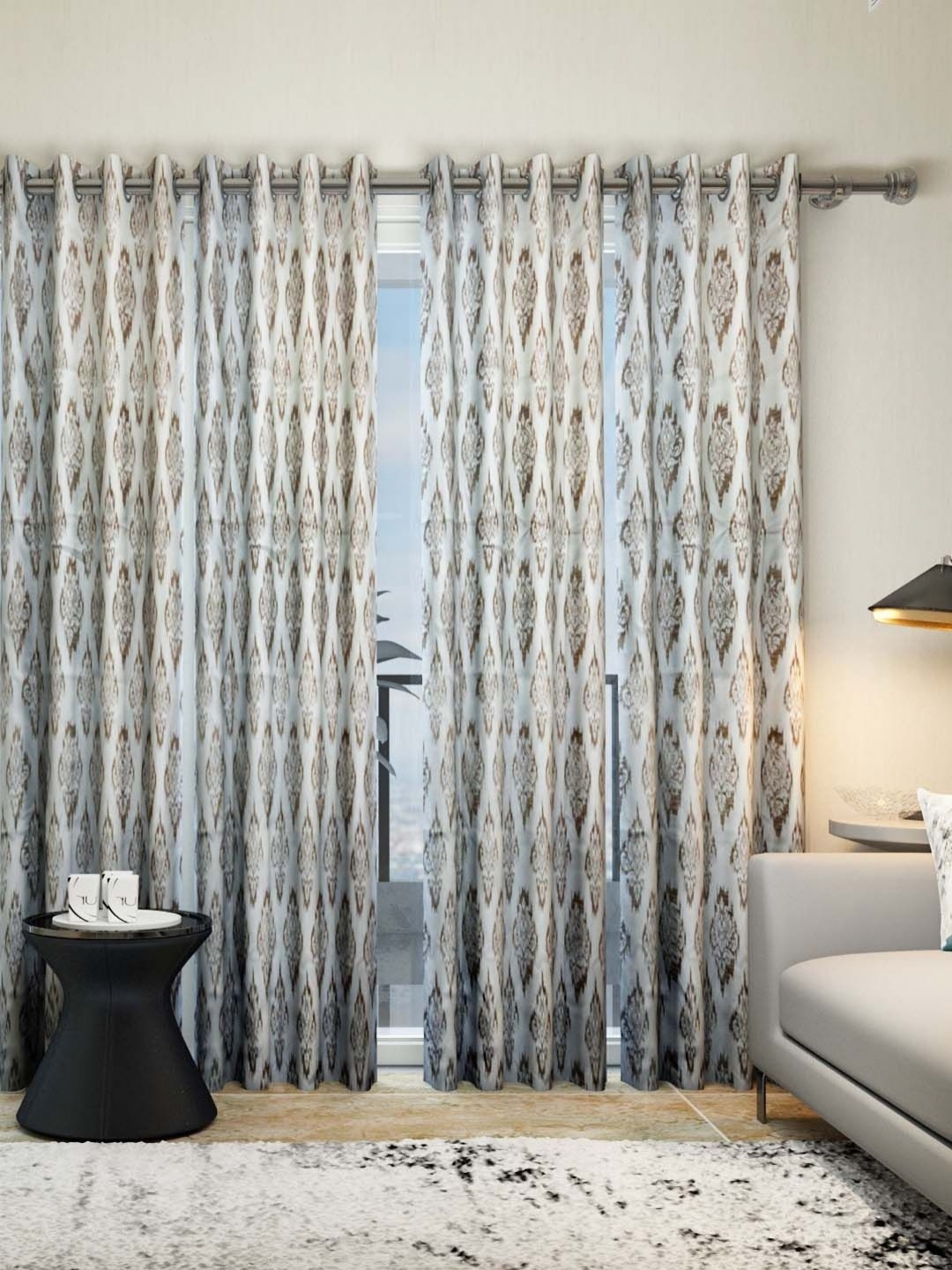 

Aura Grey & White 4 Pieces Ethnic Motifs Door Curtain