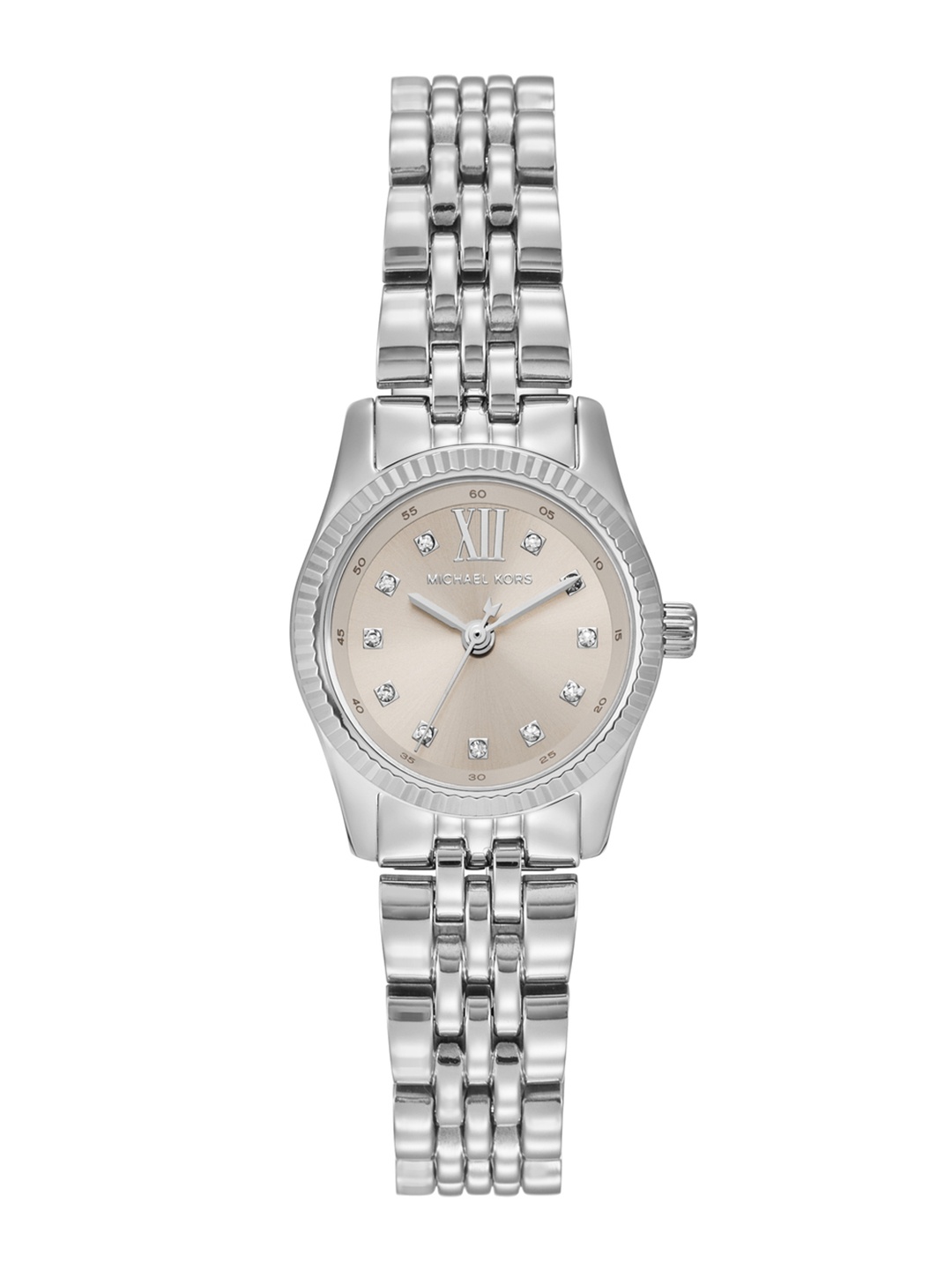 

Michael Kors Women Lexington Embellished Analogue Watch MK4843I-Silver, Grey