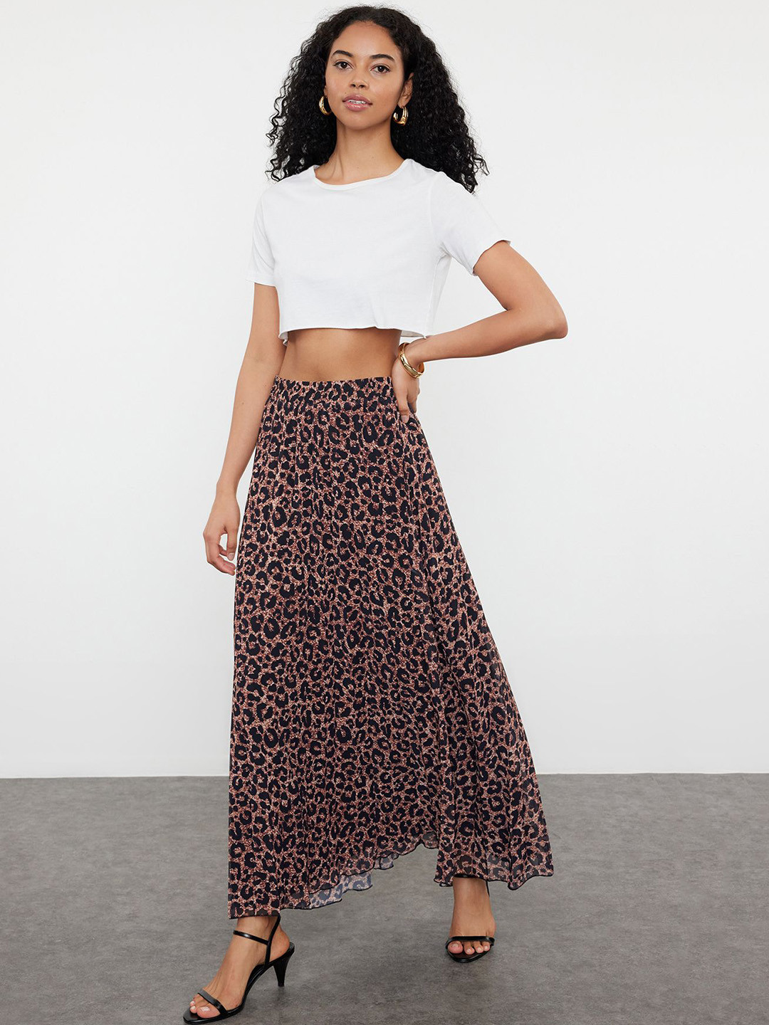 

Trendyol Women Animal Printed A-Line Maxi Skirts, Brown
