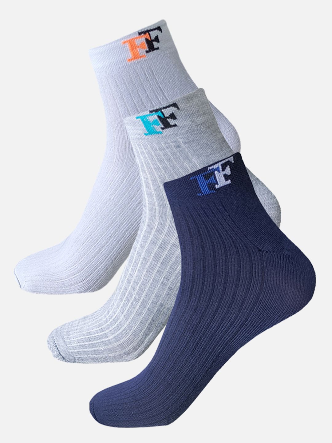 

FIMS Men Pack Of 3 Cotton Ankle-Length socks, White