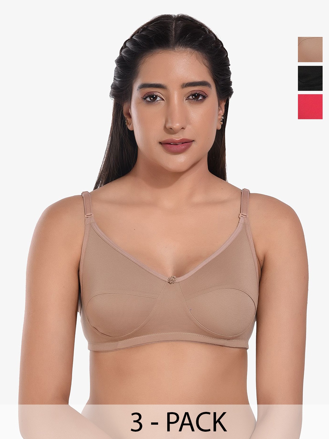 

Bruchi CLUB Pack of 3 Bra Full Coverage, Pink