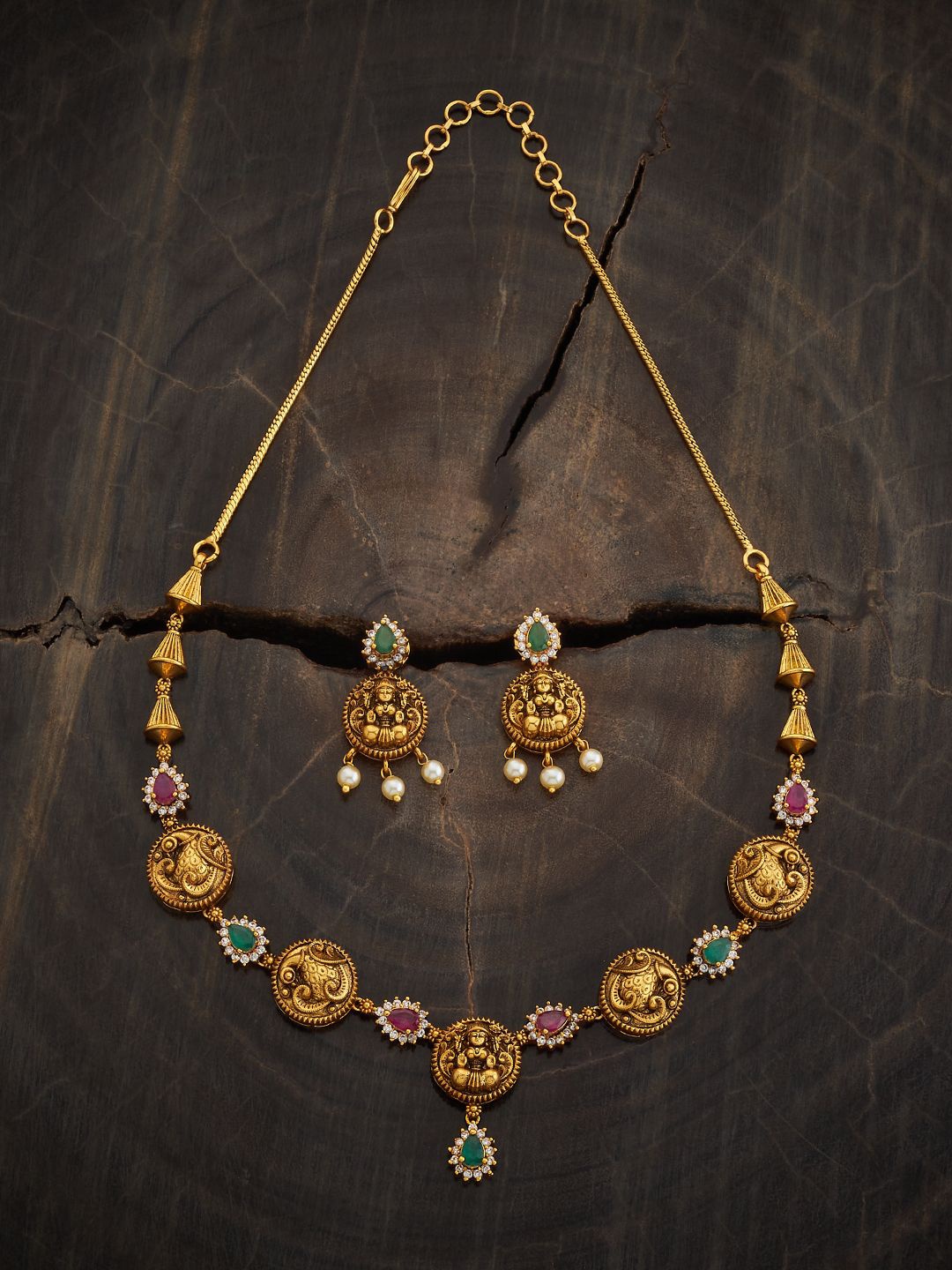 

Kushal's Fashion Jewellery Gold-Plated Stone & Beaded Antique Jewellery Set