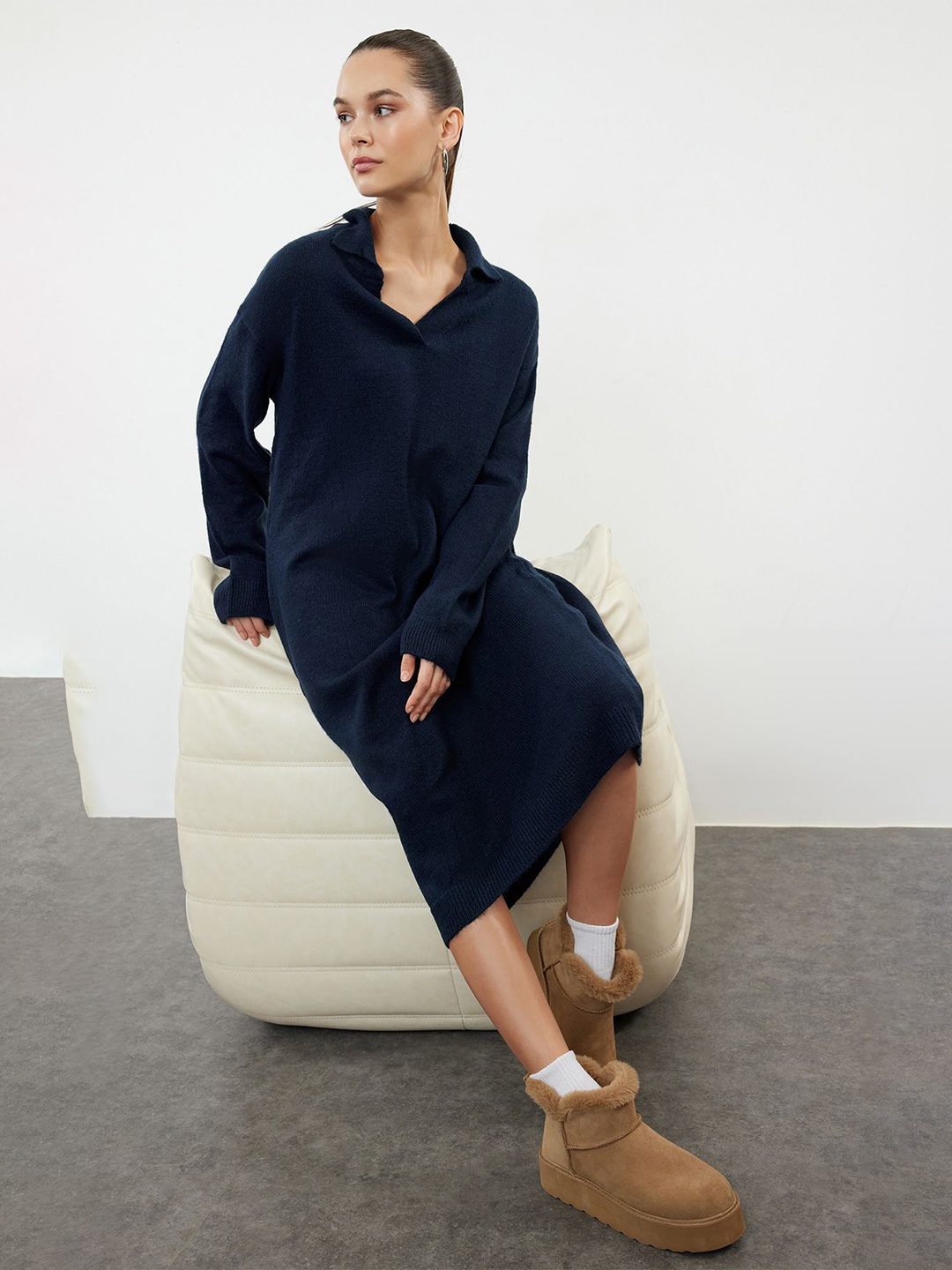 

Trendyol A-Line Midi Dress, Na