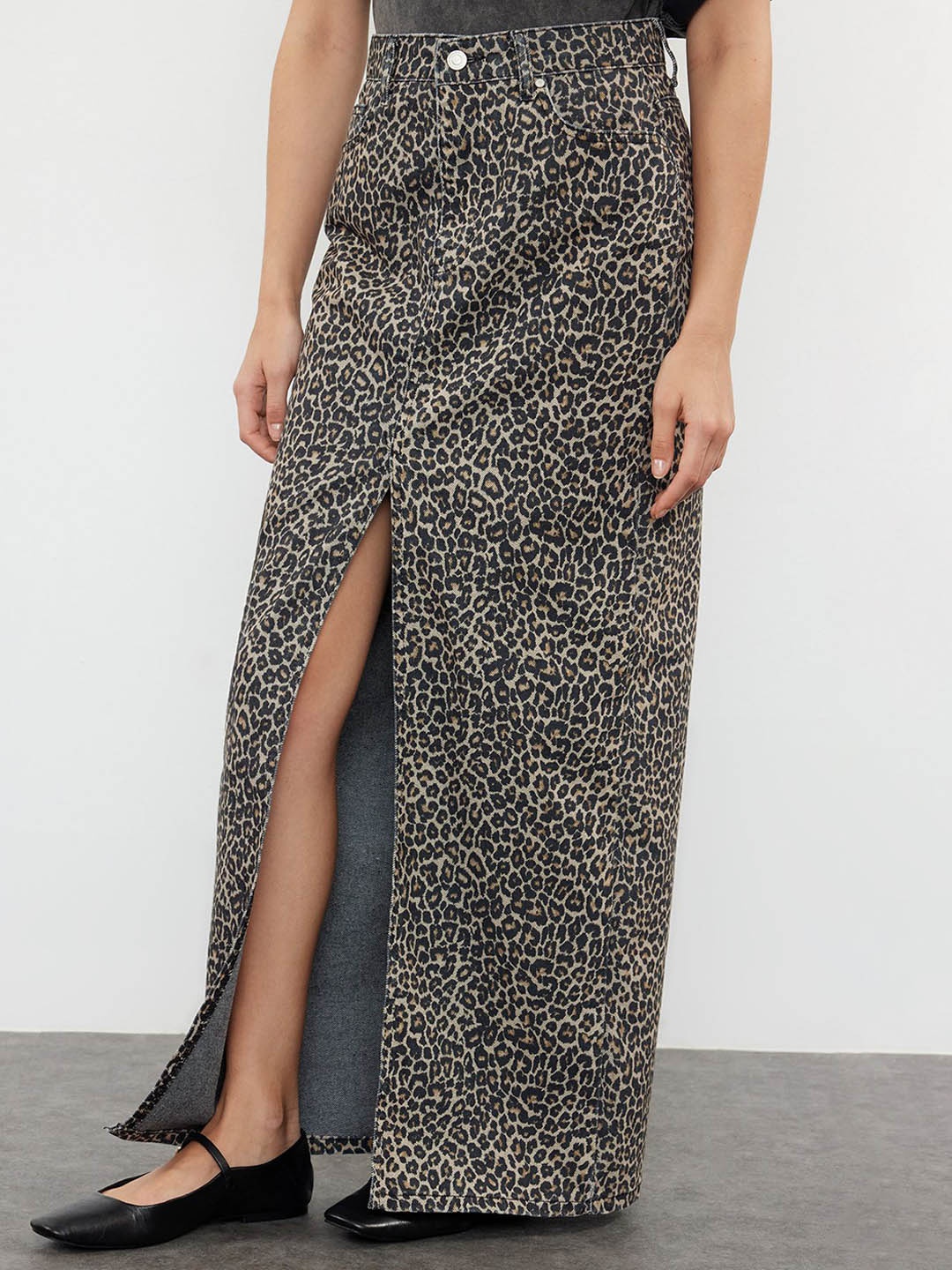 

Trendyol Animal Printed Maxi Skirts, Black