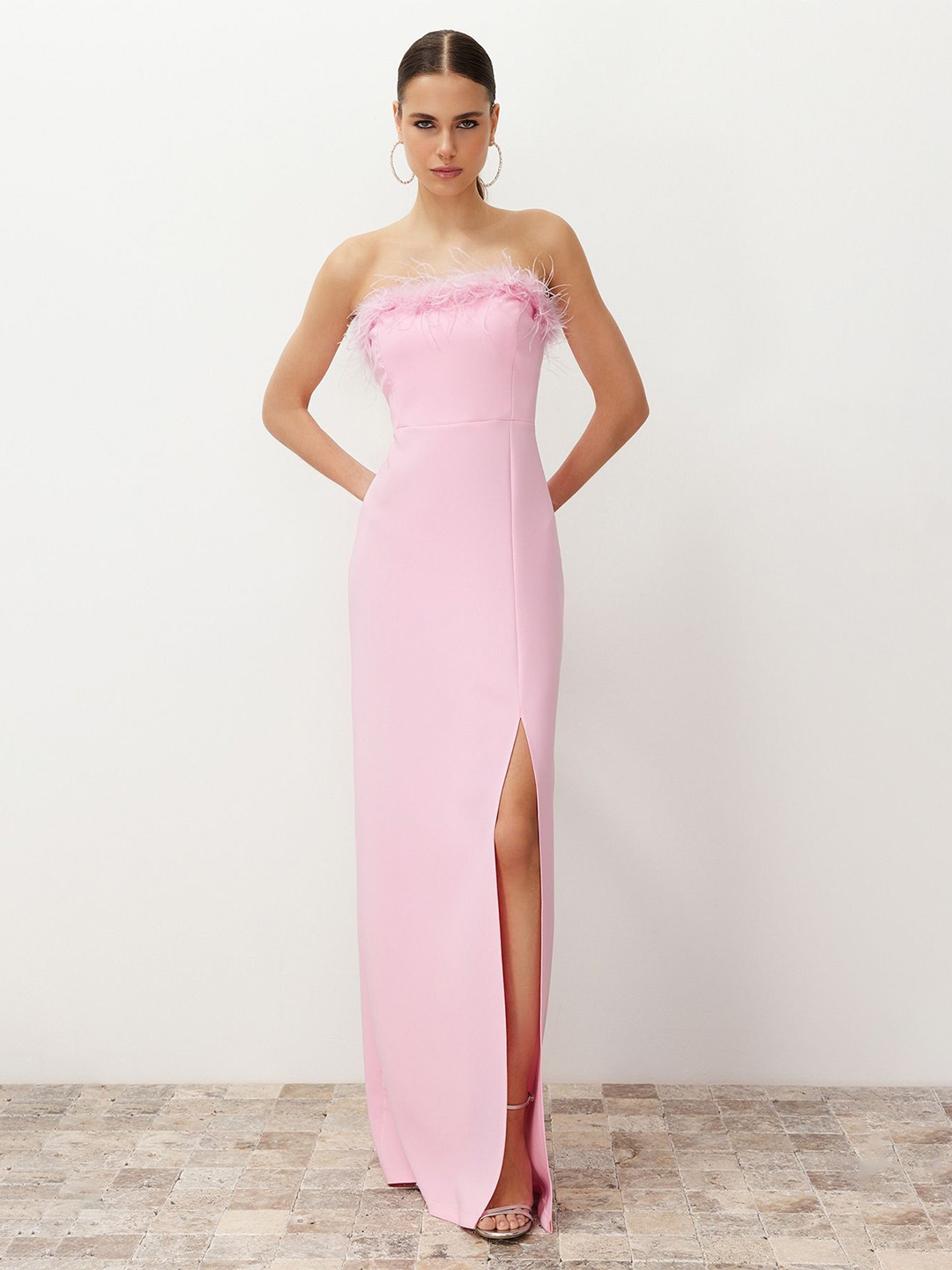 

Trendyol Off-Shoulder Maxi Dress, Pink