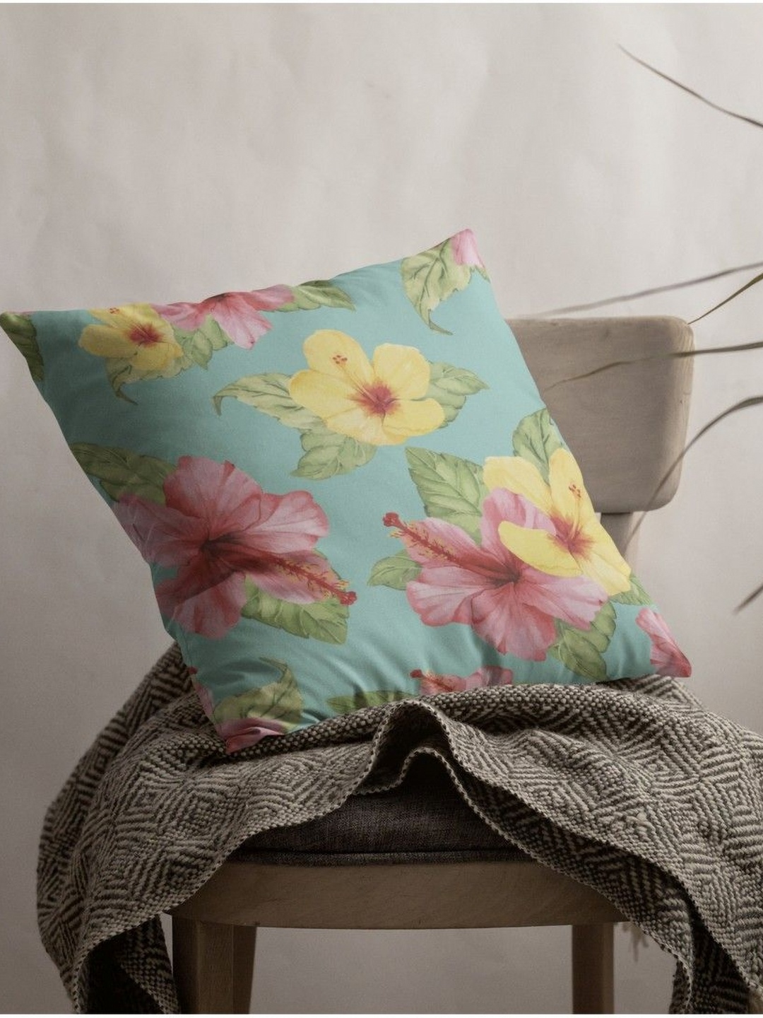 

THEYAYACAFE Red & Yellow Floral Velvet Square Cushion Covers