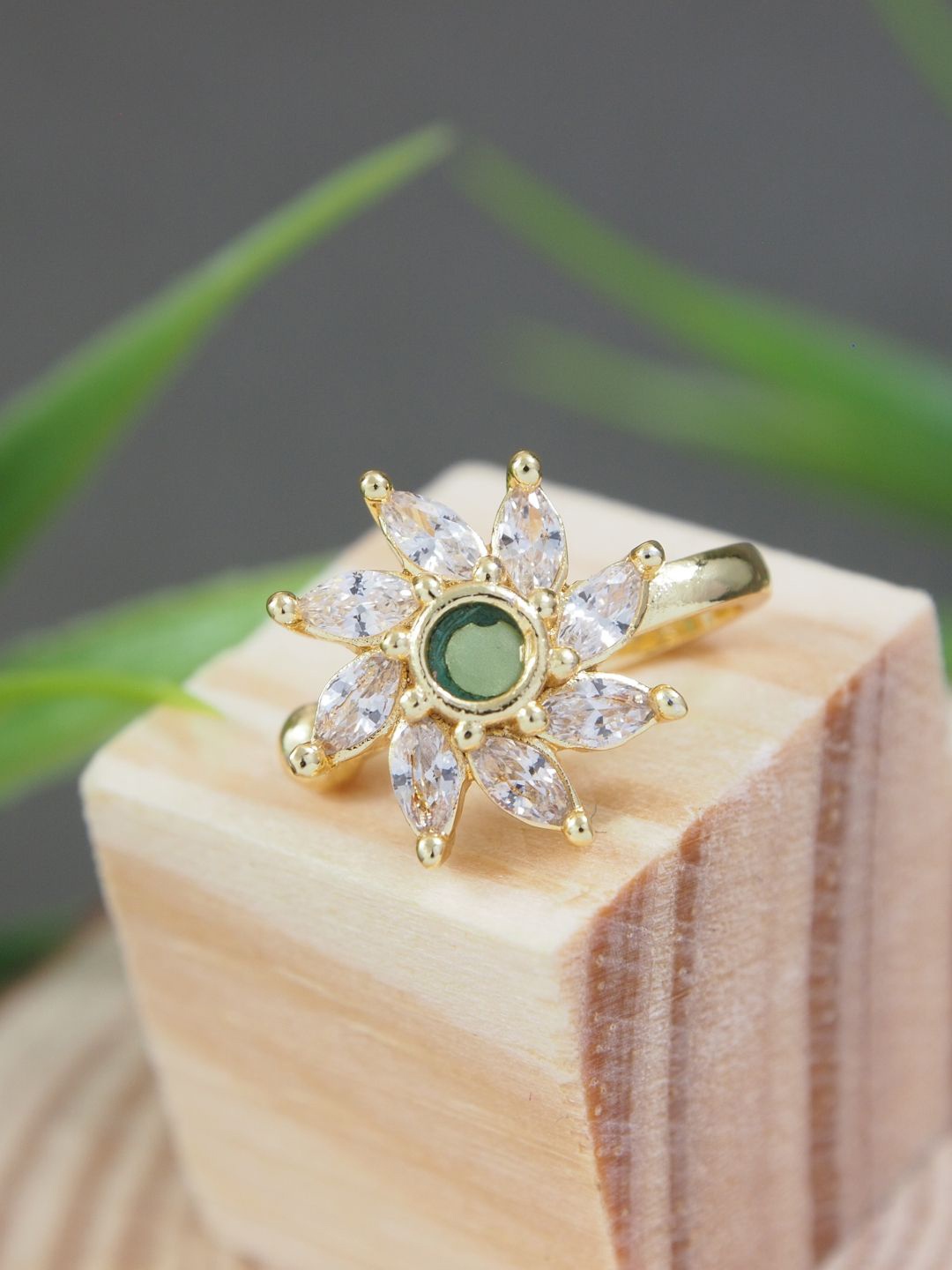 

I Jewels Gold Plated Artificial Stones Stud Nosepin