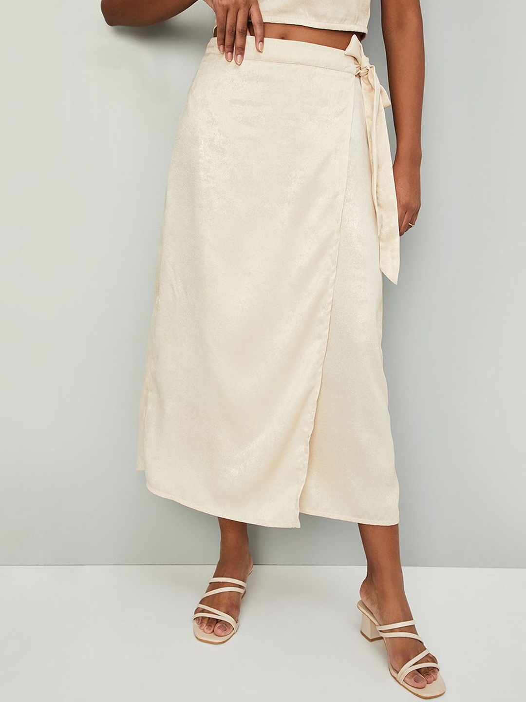 

max Wrap Midi Polyester New Basics Skirt, Beige