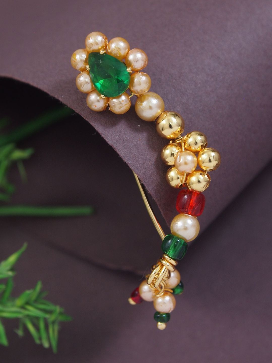 

I Jewels Gold Plated Beaded Ring Nosepin