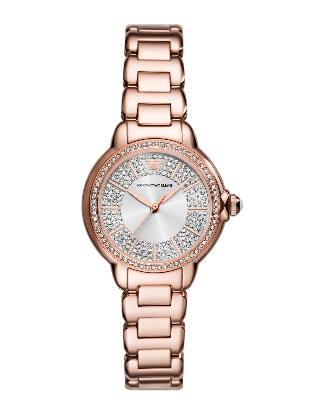 

Emporio Armani Women Embellished Bracelet Style Analogue Watch AR11633I-Rose Gold, Silver