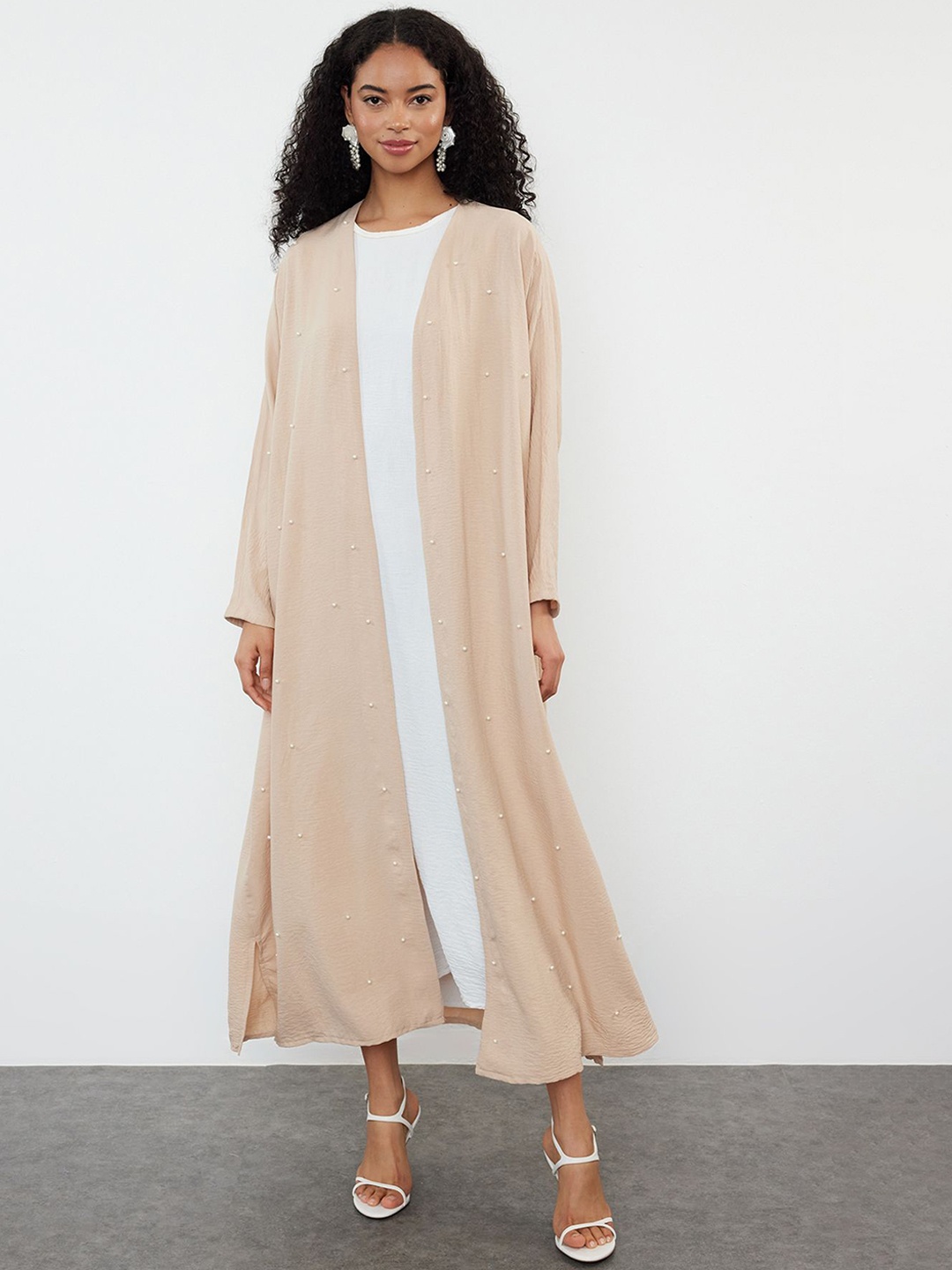 

Trendyol Open Front Longline Shrug, Beige