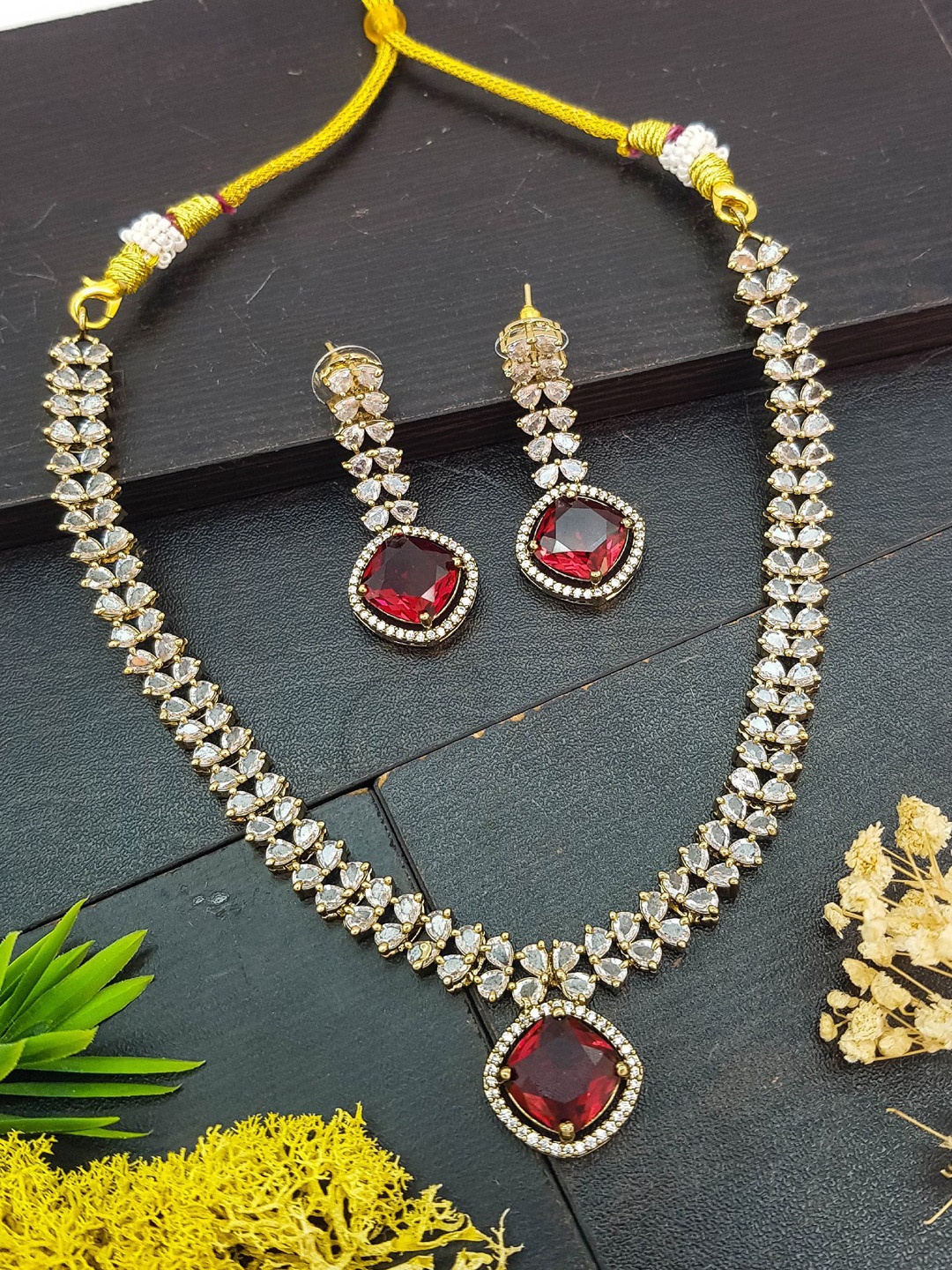 

GRIIHAM Gold-Plated CZ Studded Jewellery Set