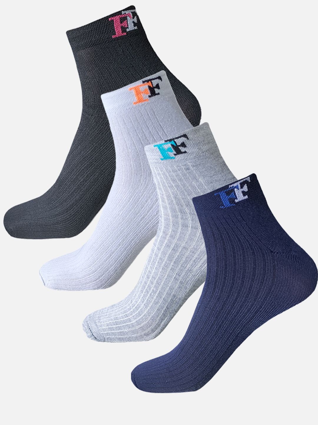 

FIMS Pack Of 4 Striped Ankle-Length Sports Socks, Blue