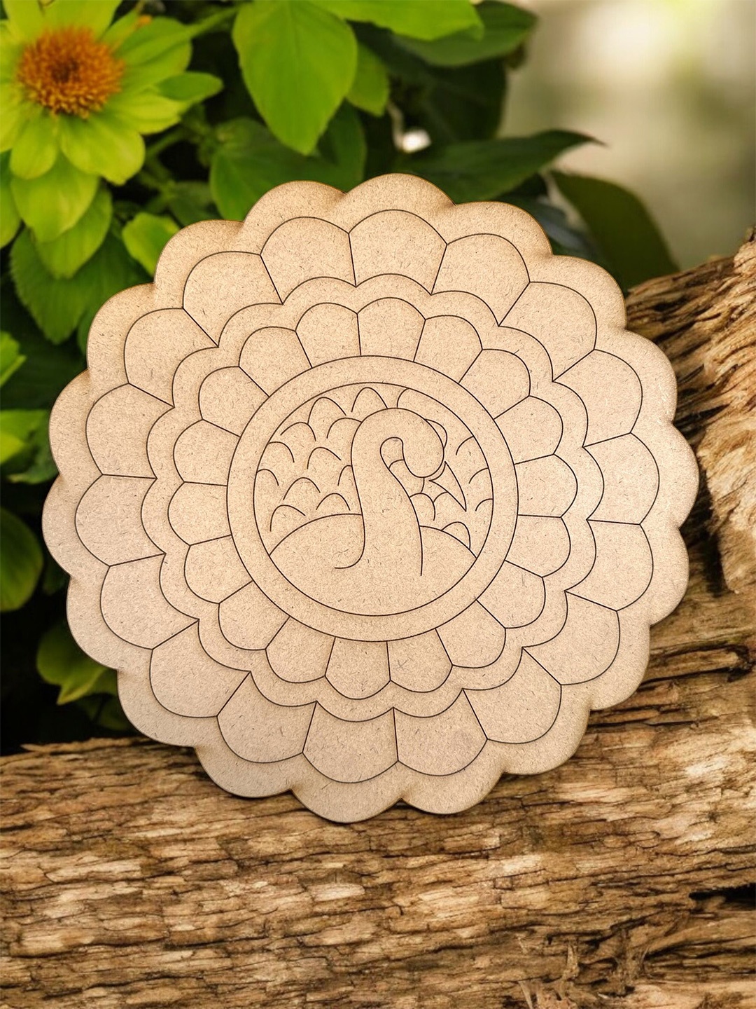 

BS AMOR MDF Wood Mandala Art and Craft Board, Brown