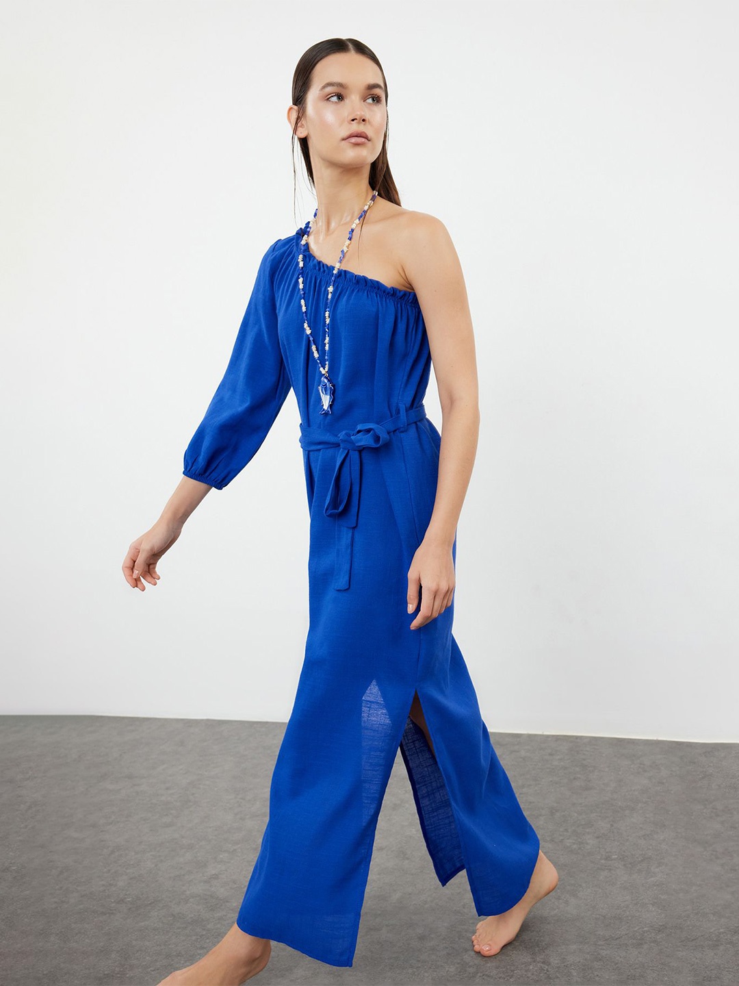 

Trendyol One Shoulder Cotton Maxi Dress, Blue