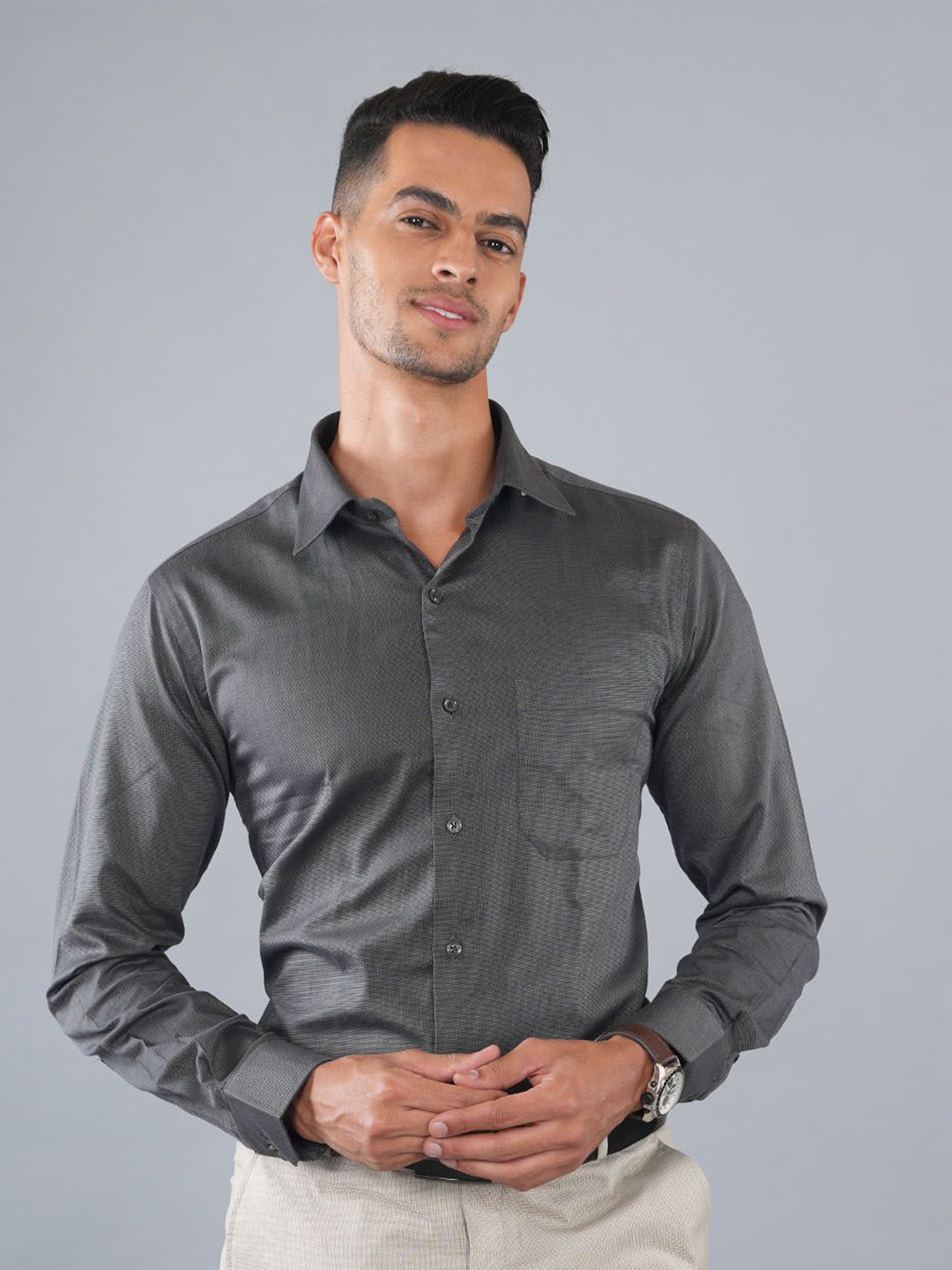 

Ostermann Men Opaque Formal Shirt, Grey