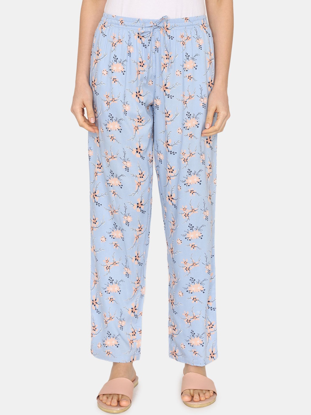 

Zivame Women Printed Lounge Pants, Blue