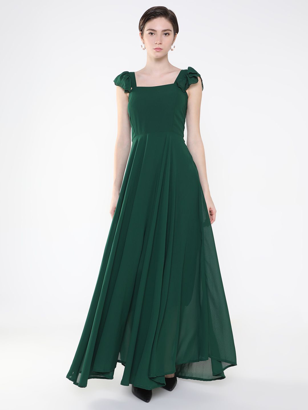 

SHOWOFF Crepe Fit & Flare Maxi Dress, Green