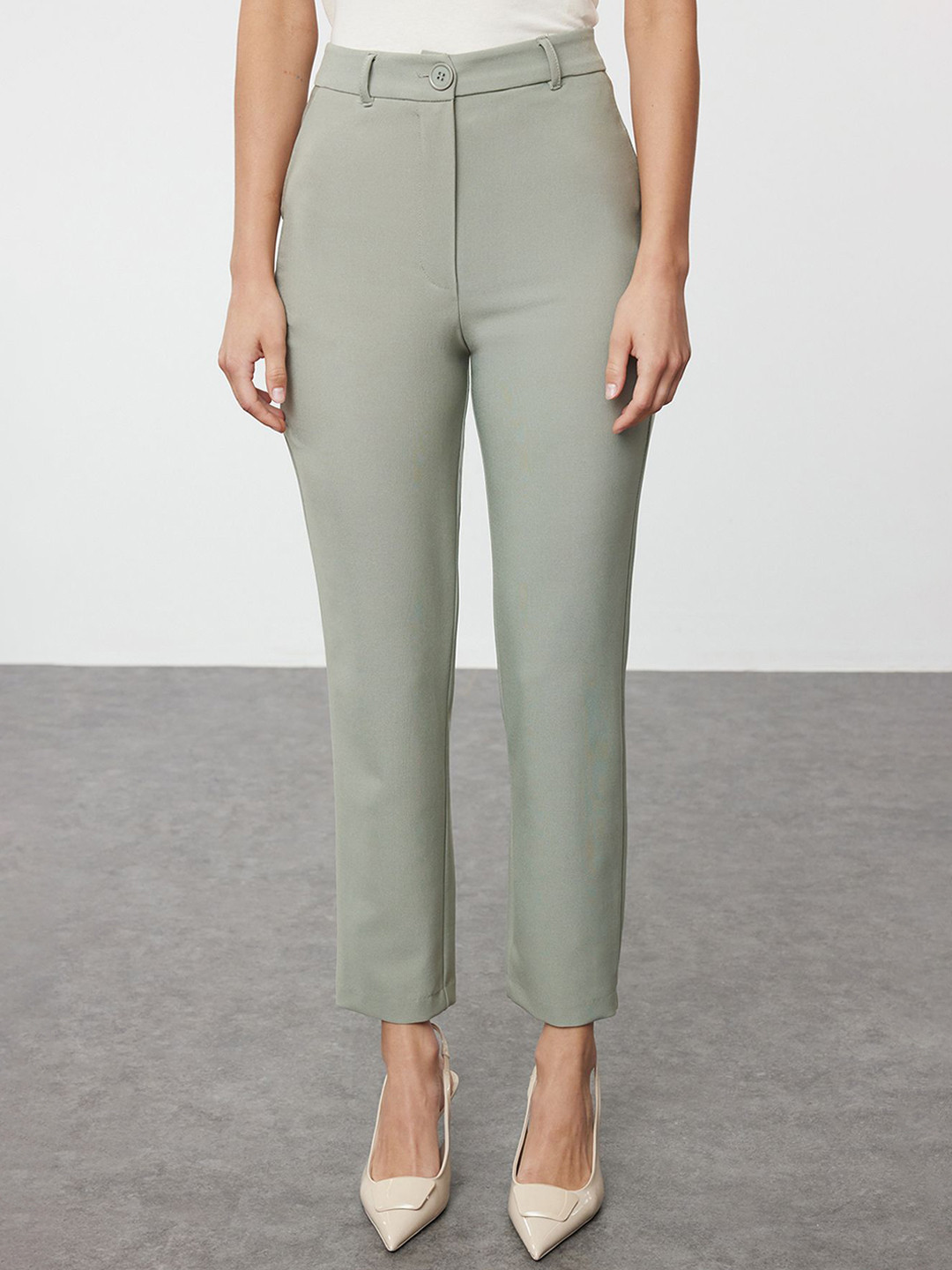 

Trendyol Women High-Rise Regular Fit Trousers, Grey