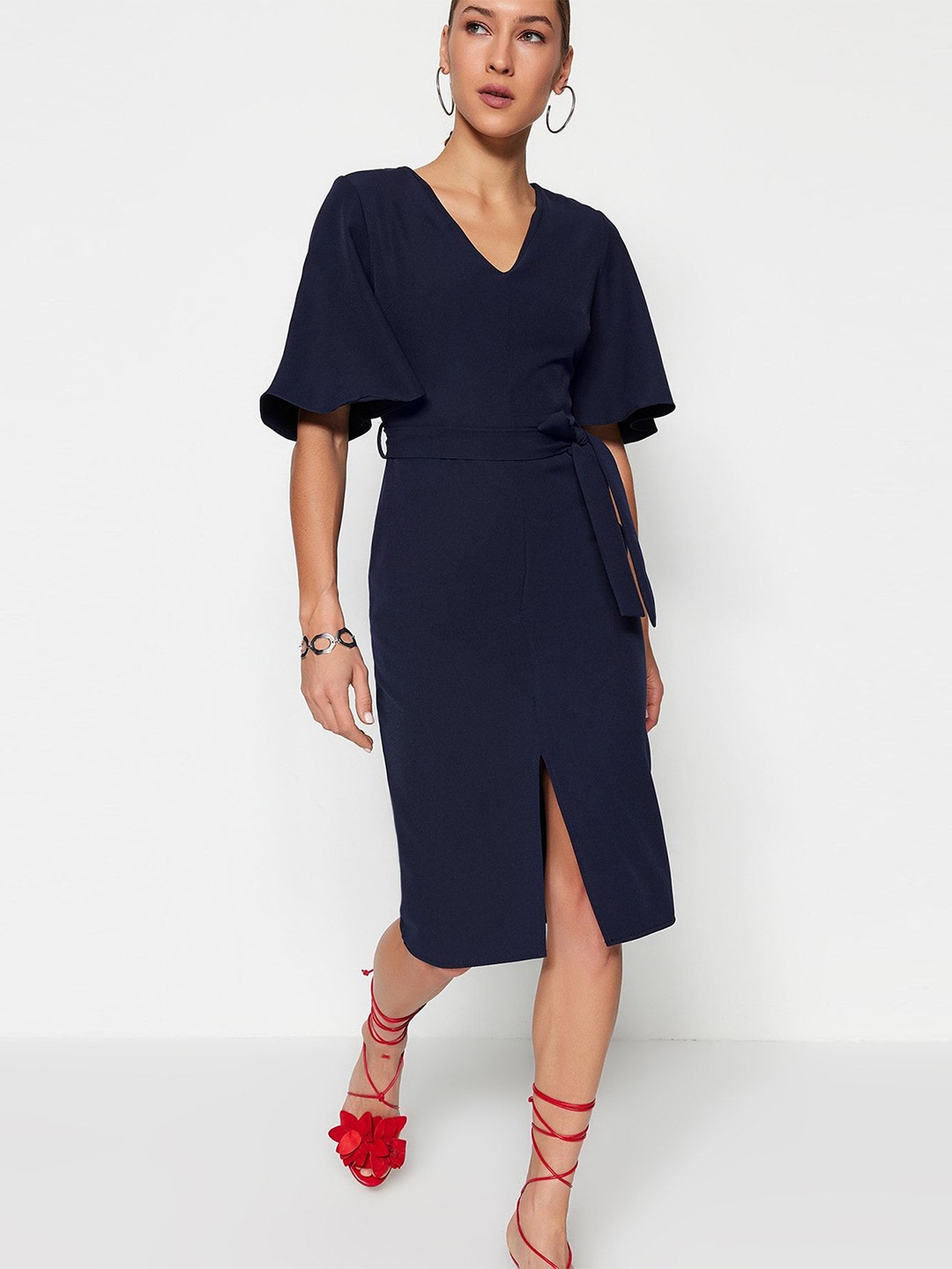 

Trendyol Flared Sleeve Sheath Dress, Na