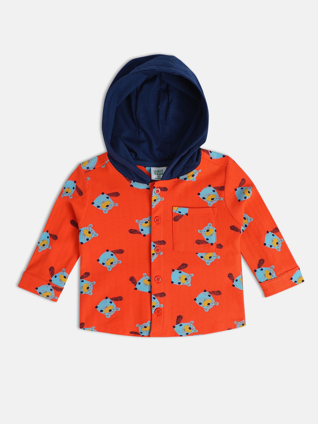 

MINI KLUB Boys Floral Opaque Printed Casual Shirt, Orange