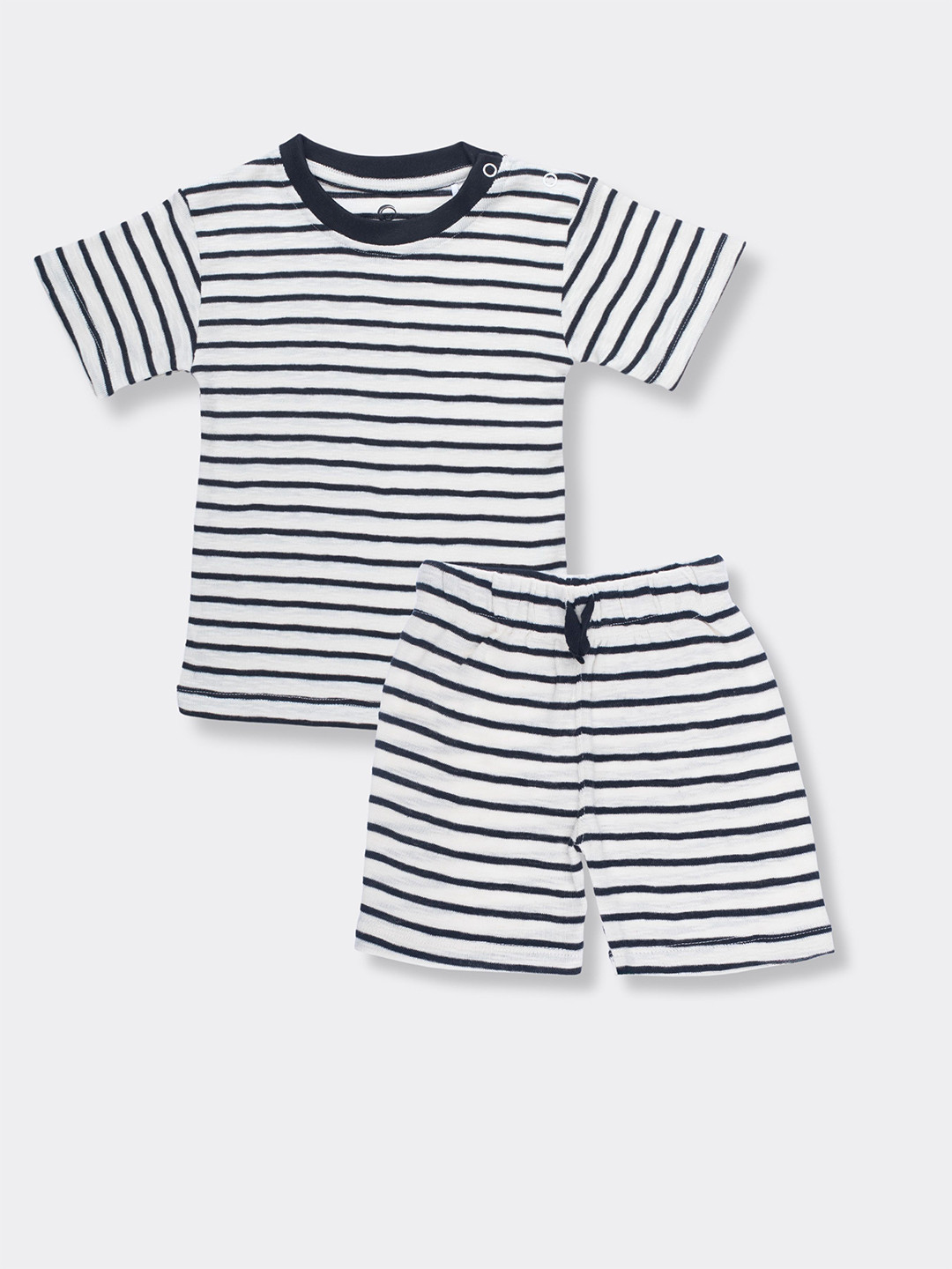 

Orange Sugar Kids Striped Pure Cotton T-shirt With Shorts, Black