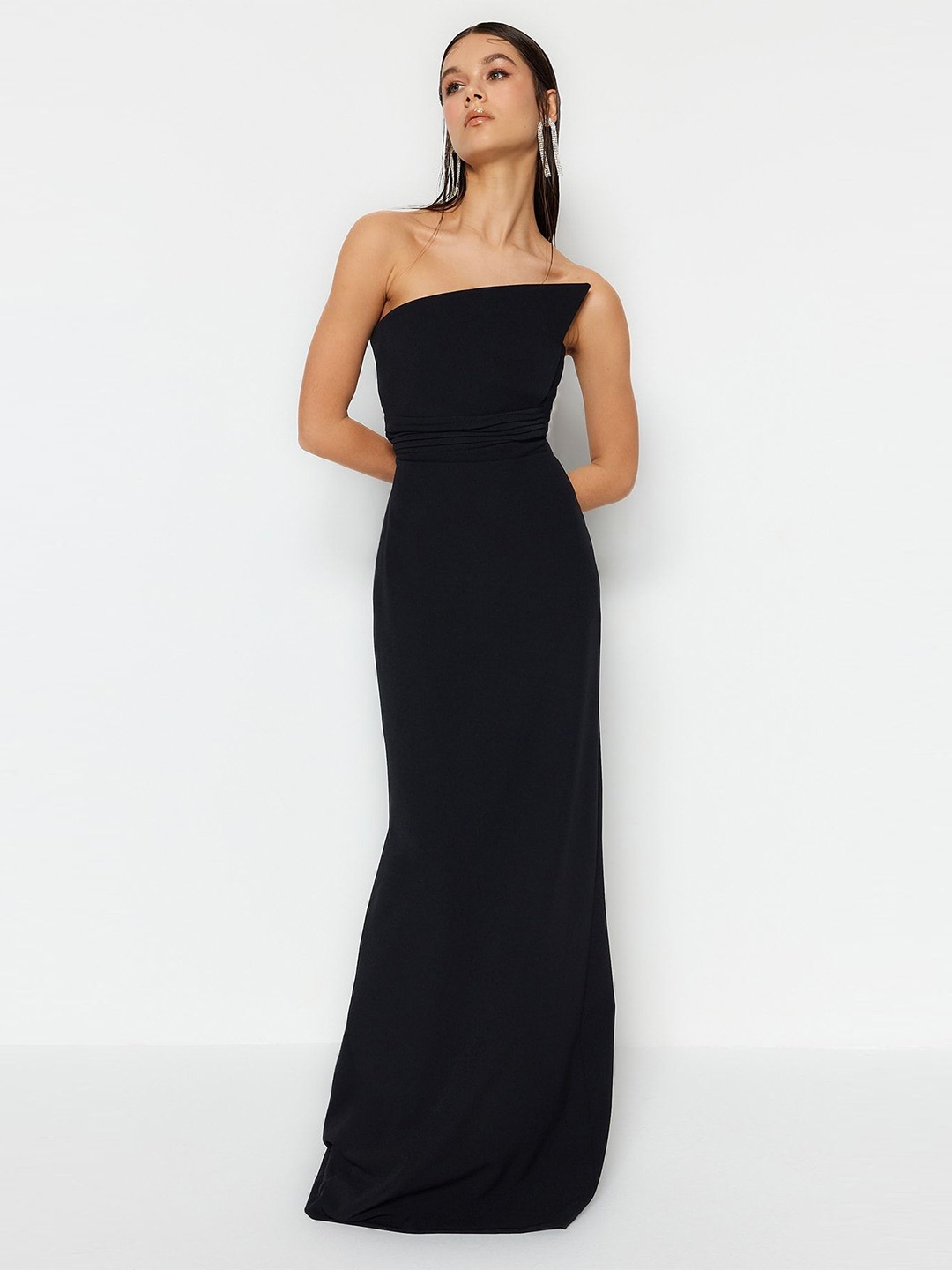 

Trendyol Solid Strapless Maxi Dress, Black