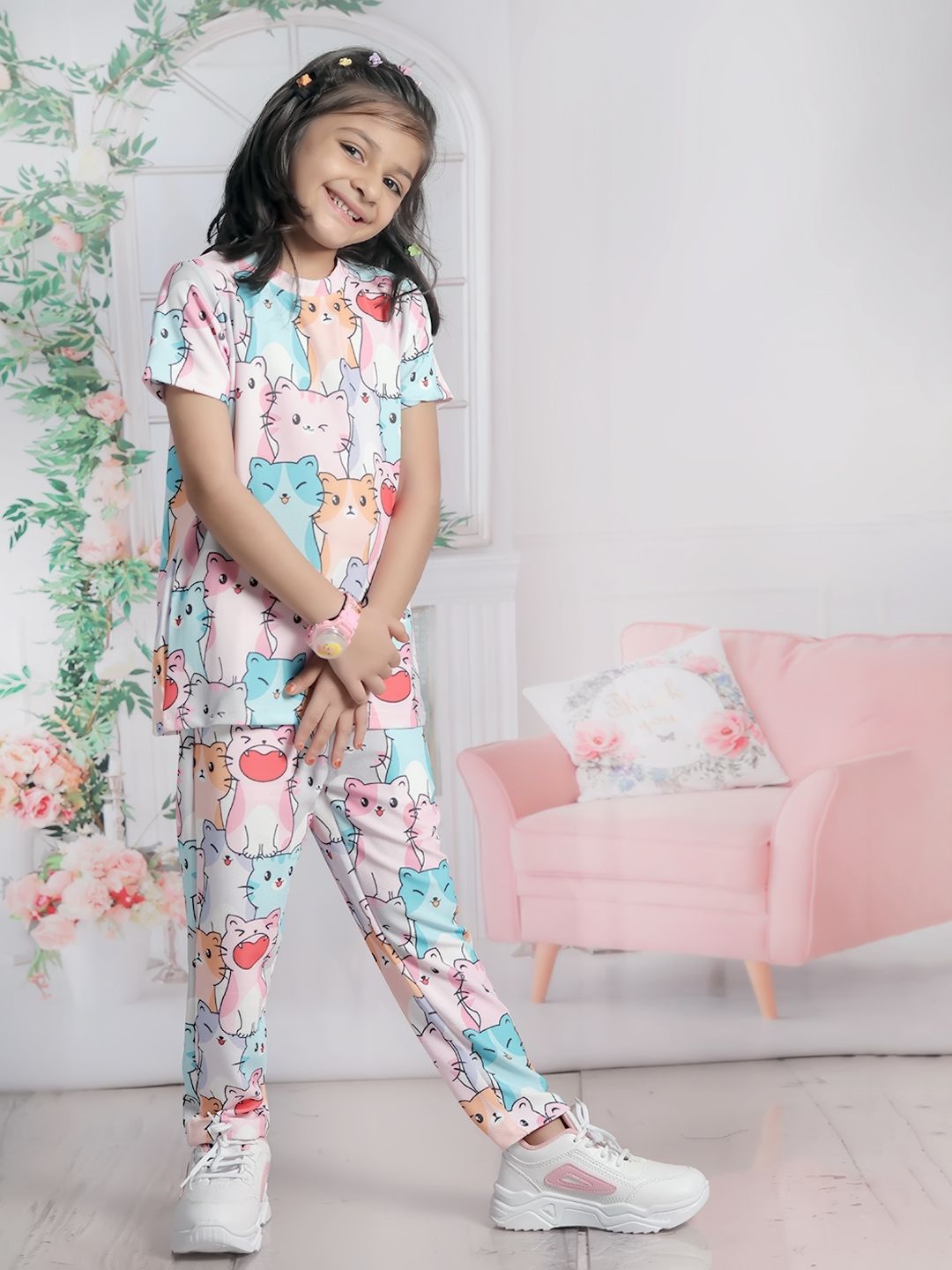 

Emblica Kids Printed T-shirt with Trousers, Blue