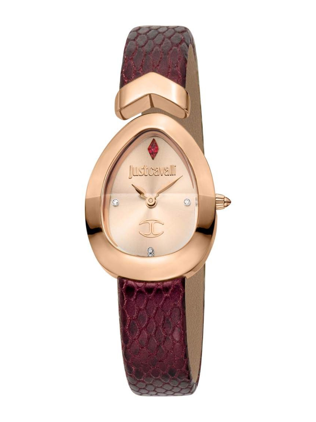 

Just Cavalli Women Embellished Dial & Leather Straps Analogue Watch JC1L321L0045, Burgundy