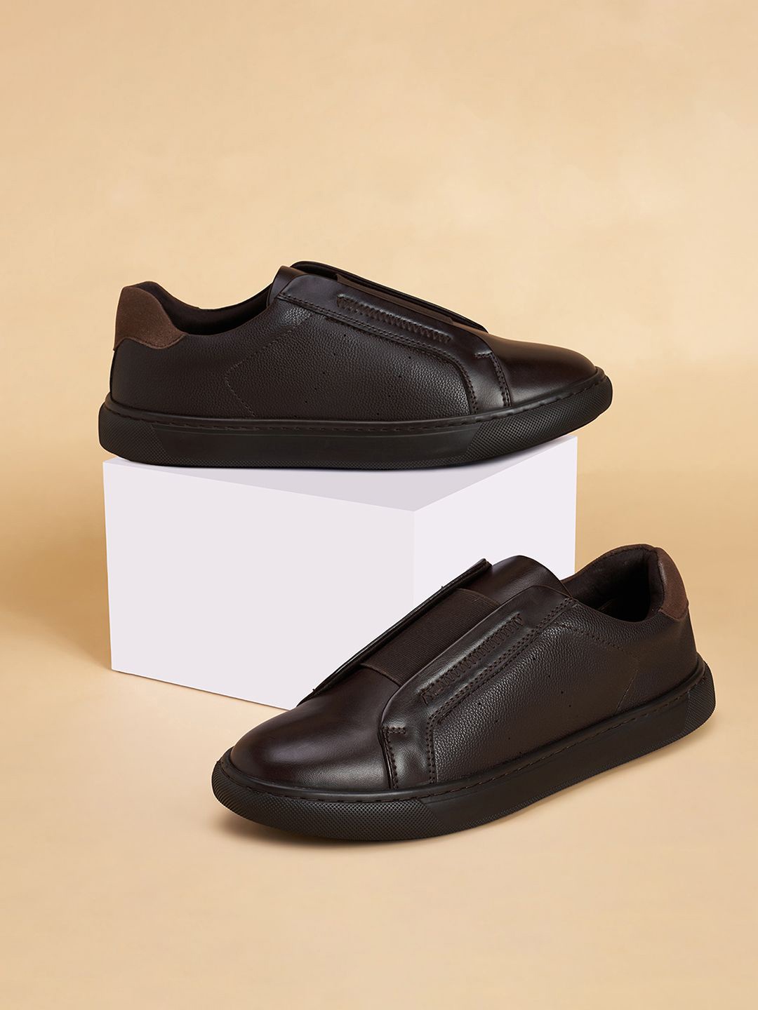 

BYFORD by Pantaloons Men Solid PU Slip-On Sneakers, Brown