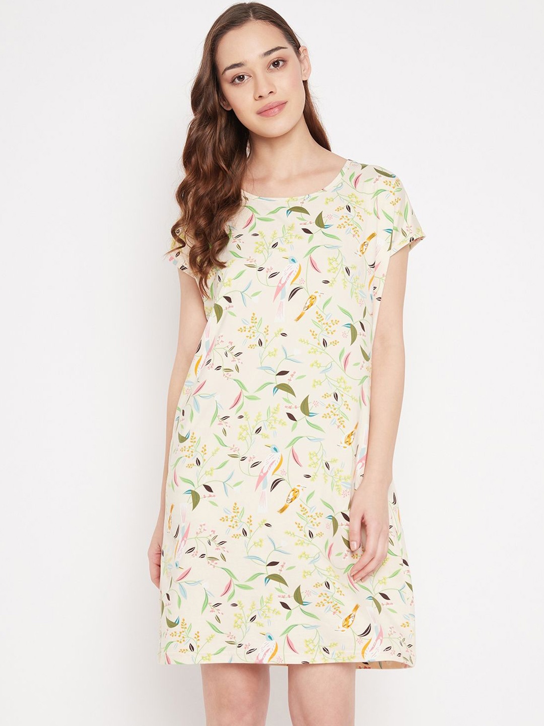 

Camey Printed Nightdress, Beige