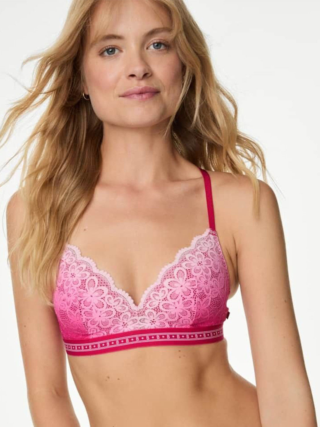 

Marks & Spencer Self Design Full Coverage Lightly Padded Bra, Pink