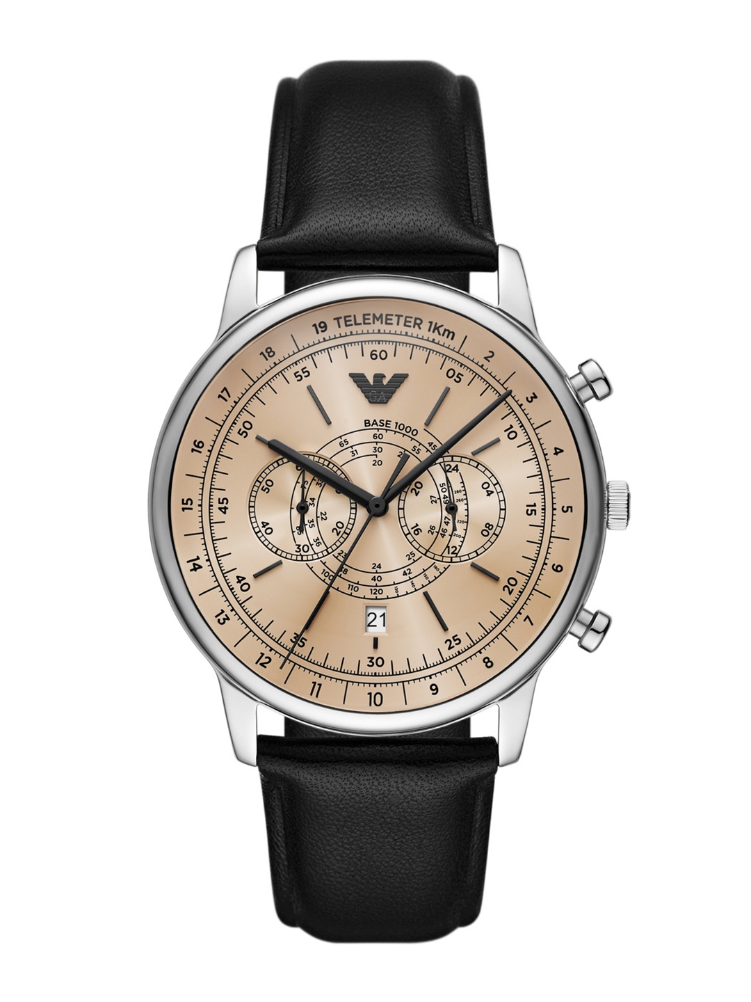

Emporio Armani Men Leather Straps Analogue Watch AR11634I-Black, Beige