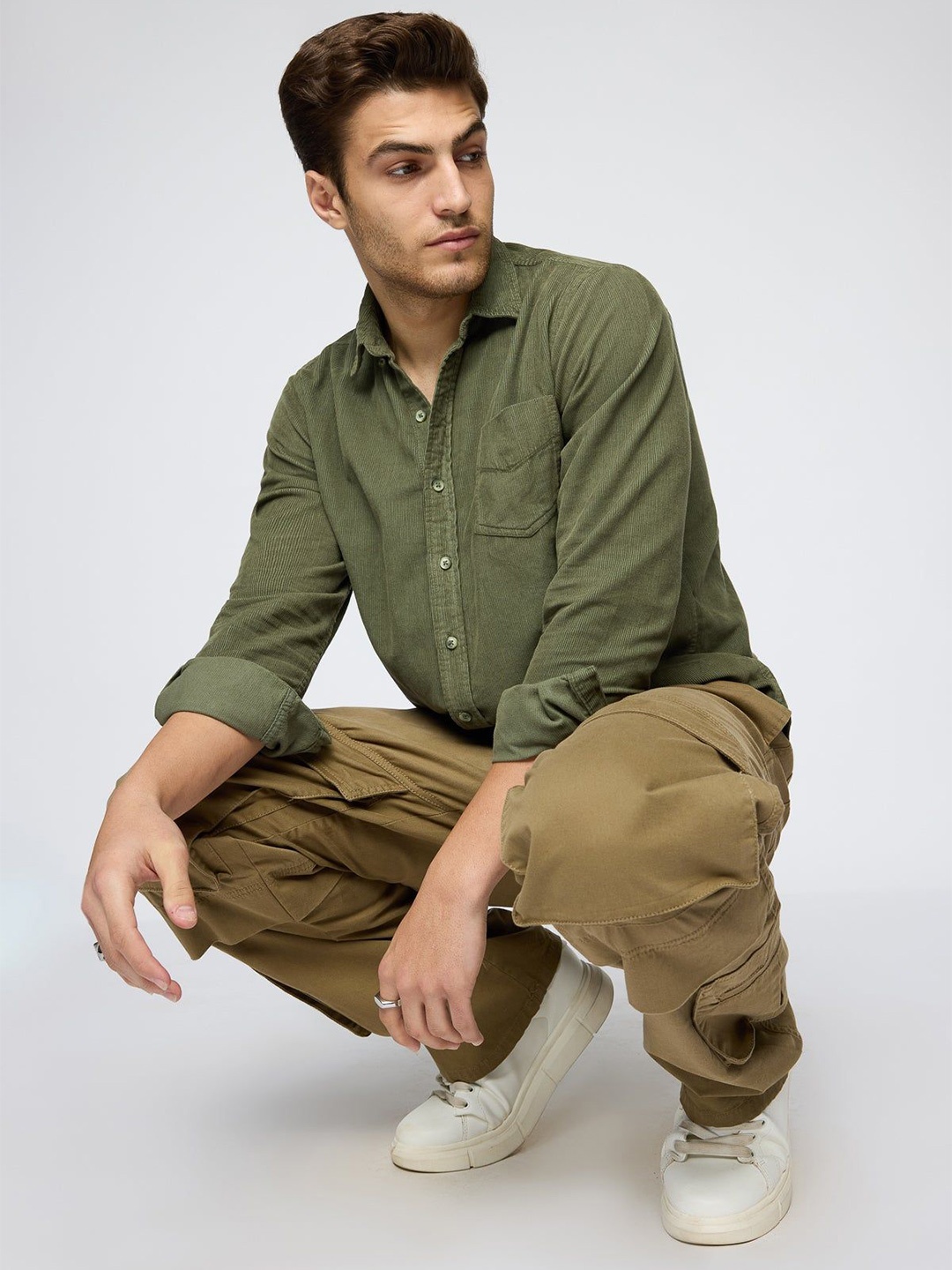 

FREAKINS Men Opaque Casual Shirt, Olive