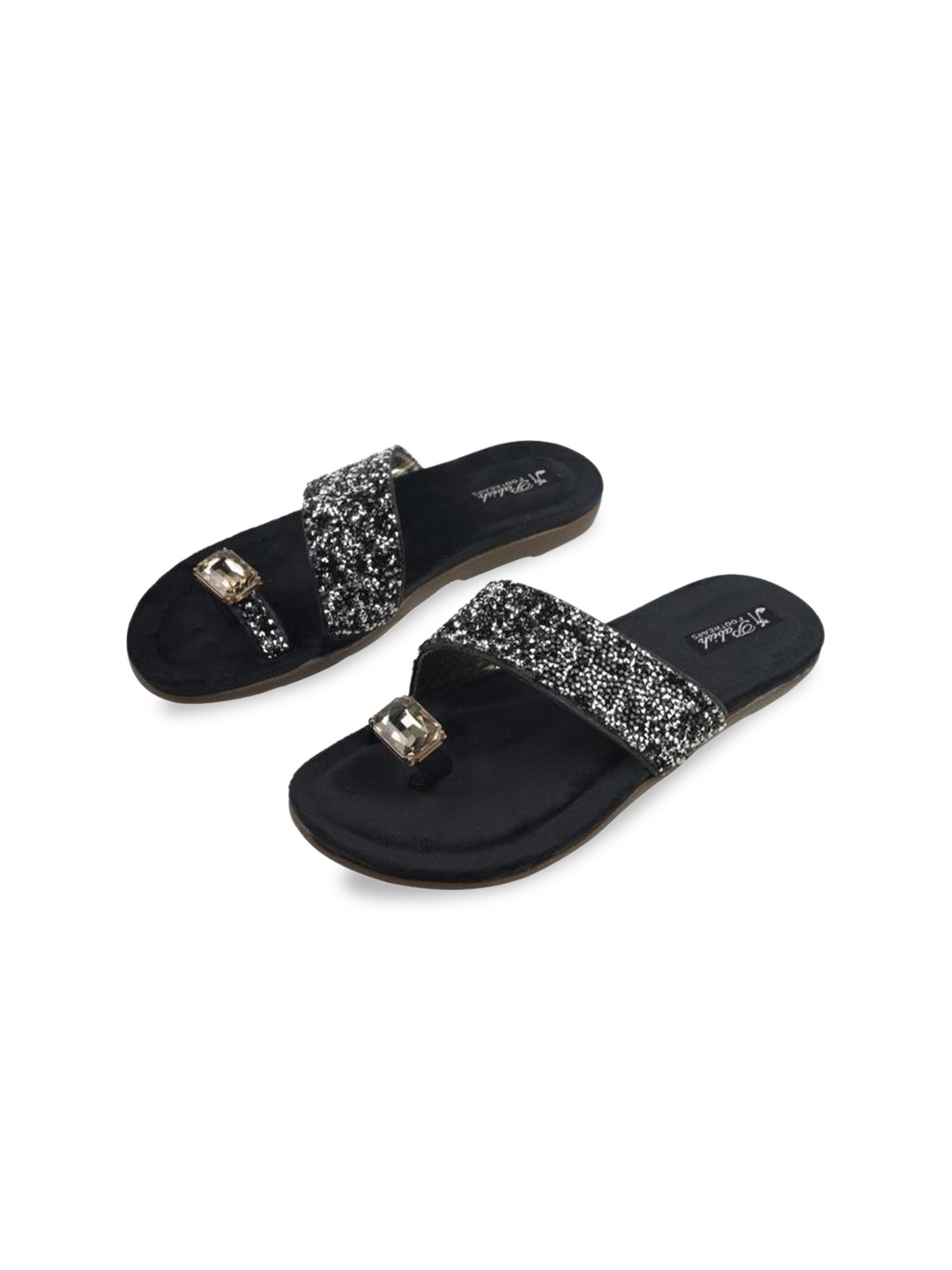 

Pabish Footwears Women Stone Embellished One Toe Flats, Black