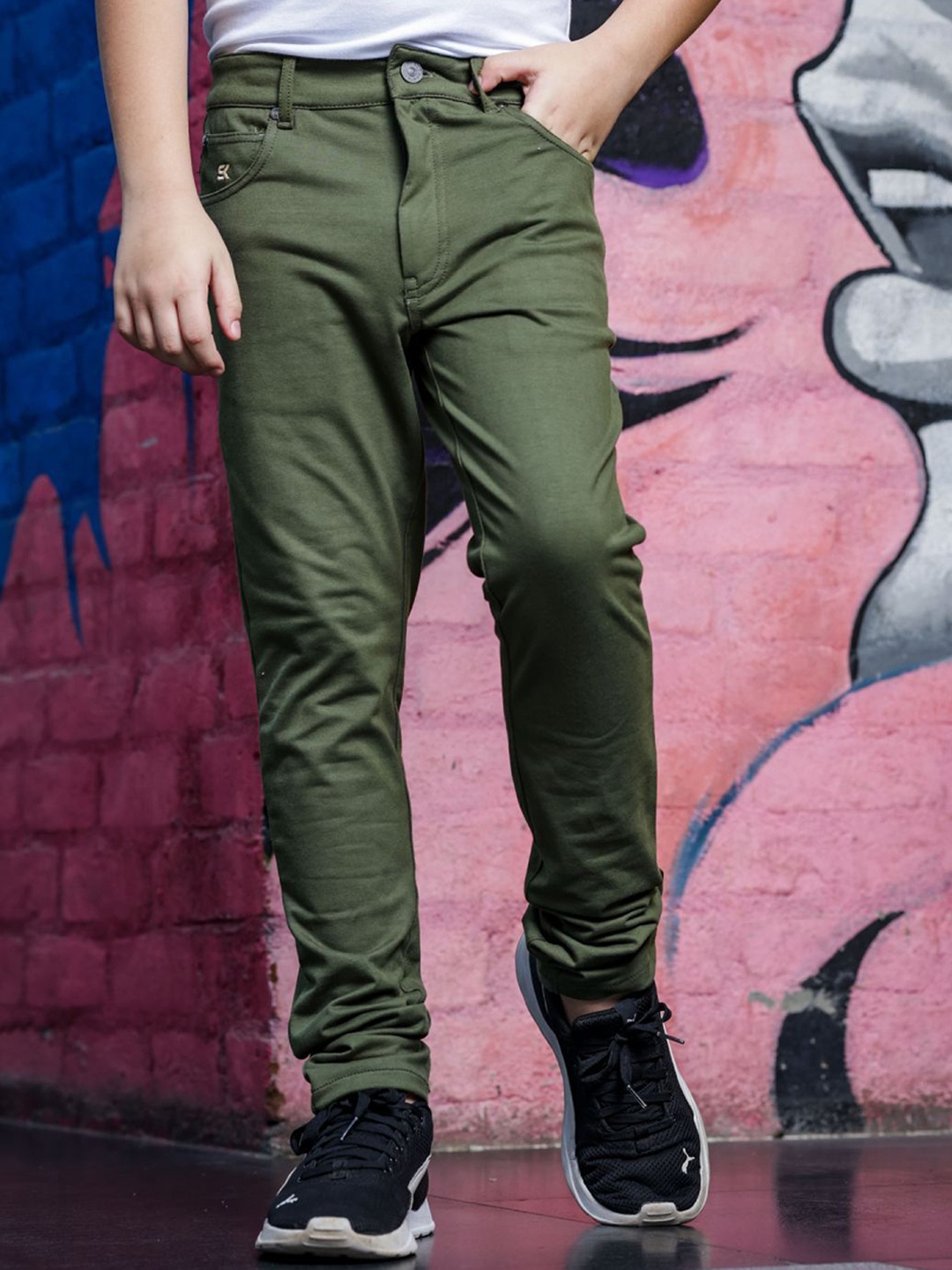 

ONE SKY Boys Chinos Trousers, Olive