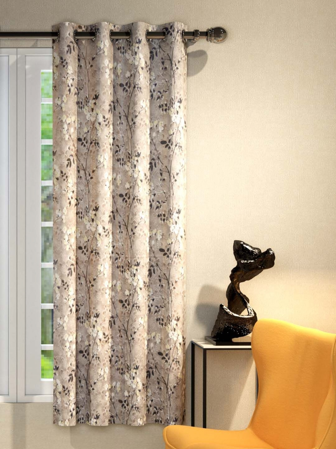 

Aura Brown & White Floral Window Curtain