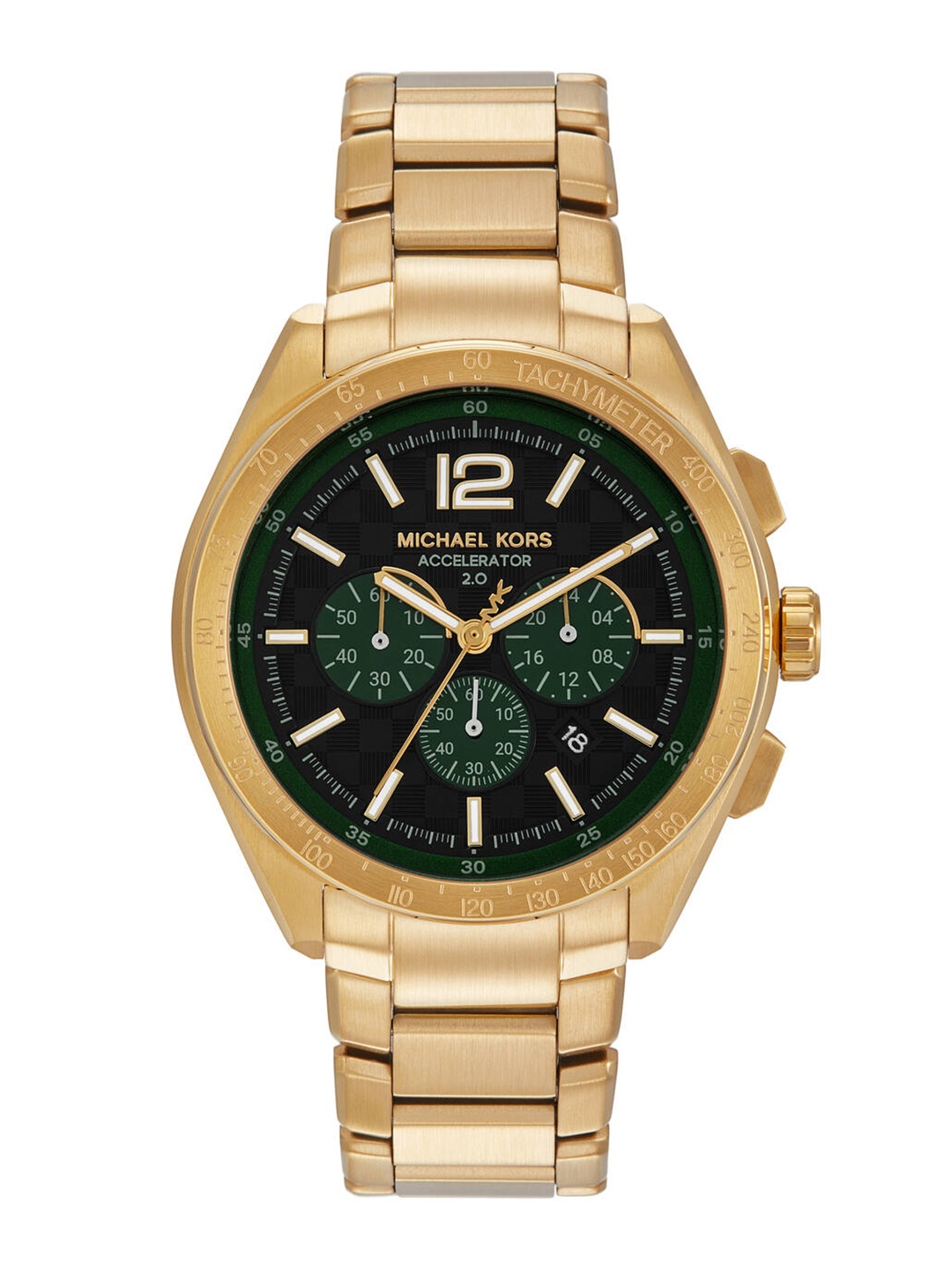 

Michael Kors Men Accelerator 2.0 Bracelet Style Chronograph Analogue Watch MK9177I-Gold, Black