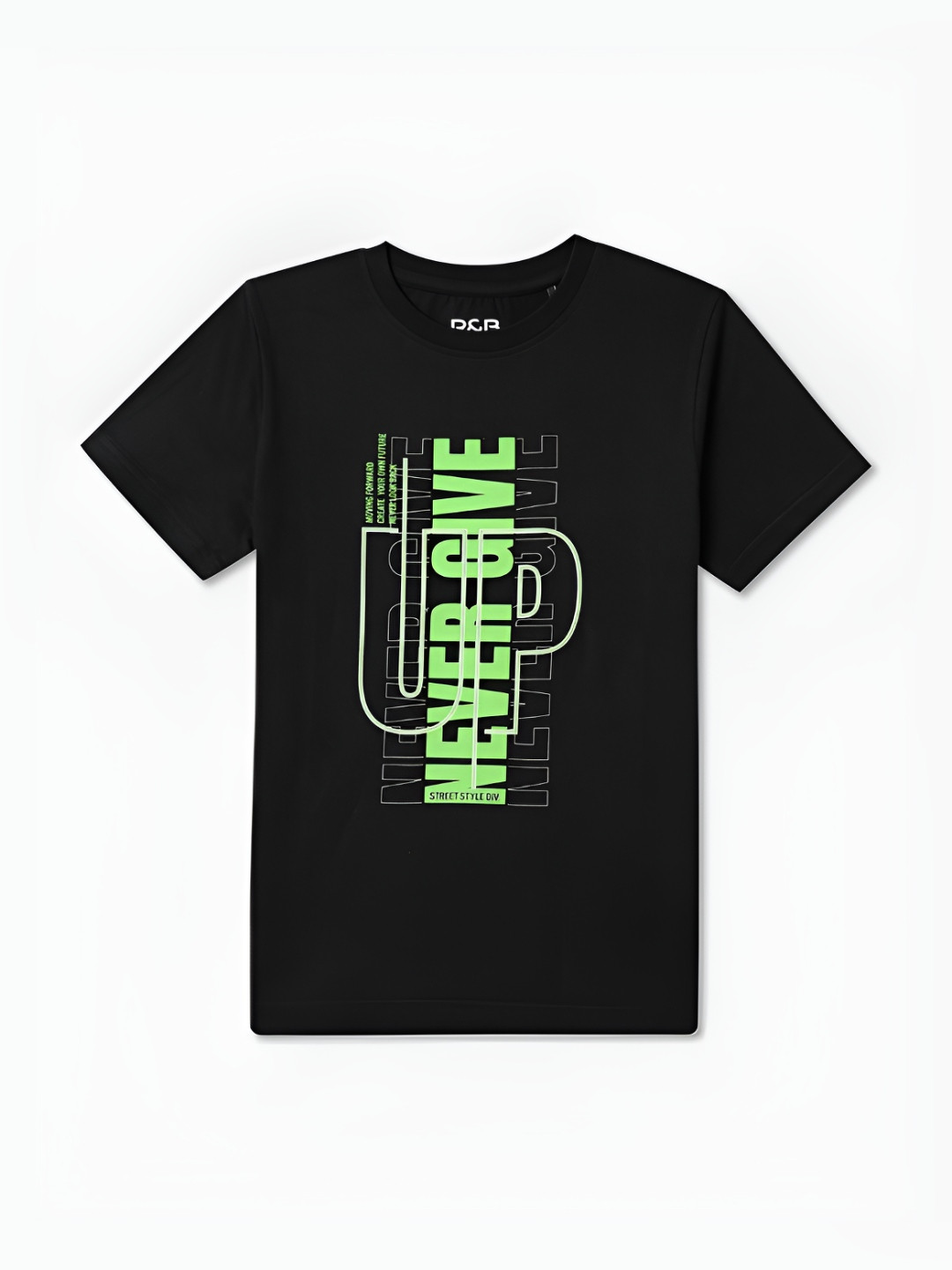

R&B Boys Graphic Printed Round Neck Cotton T-shirt, Black