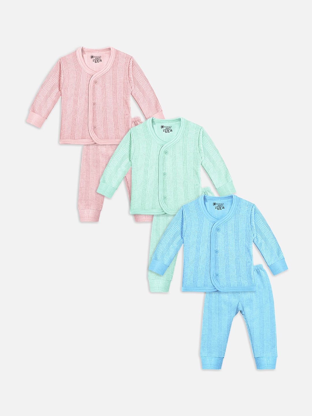 

YK Basics Kids-Unisex Infants Pack Of 3 Thermal Sets, Blue