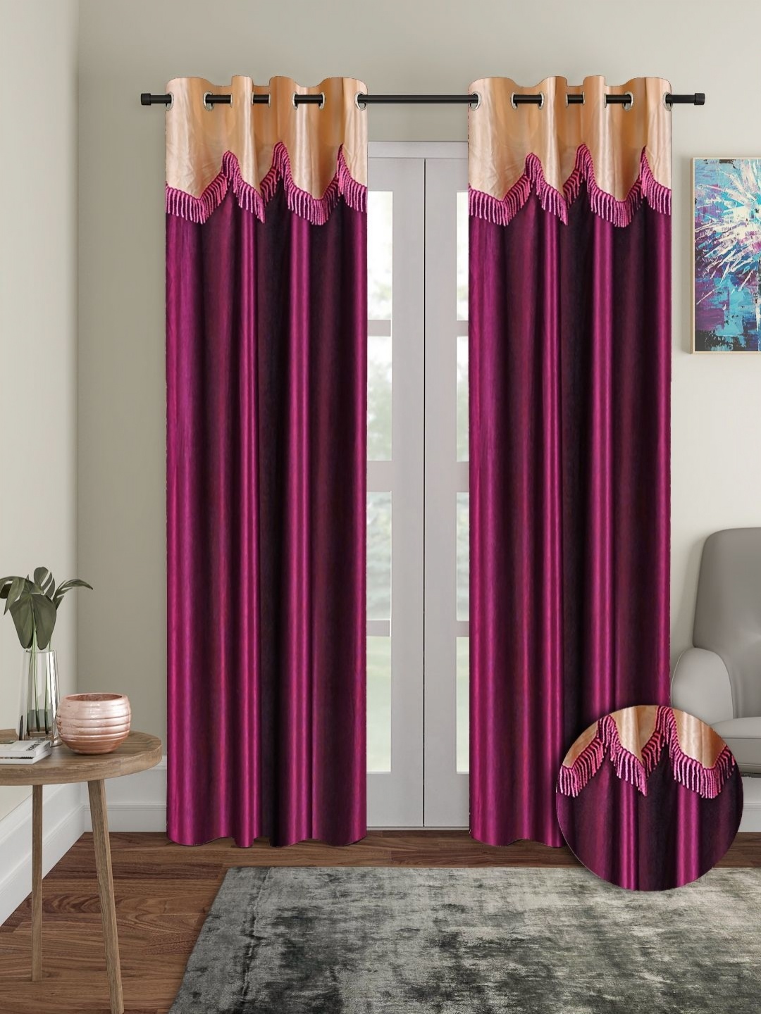 

Cortina Purple & Beige 2 Pieces Long Door Curtains
