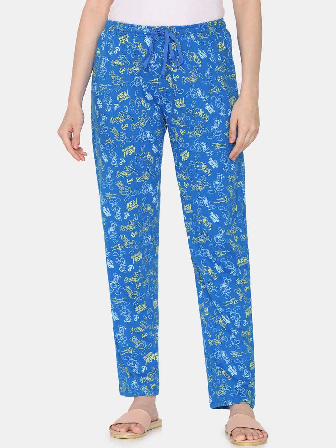 

Rosaline by Zivame Printed Pure Cotton Lounge Pant, Blue