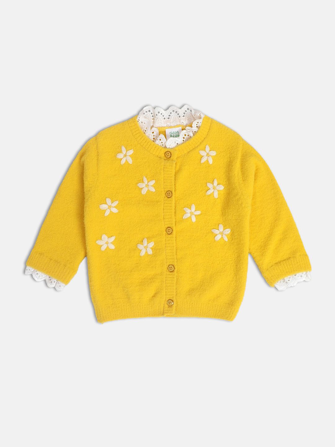 

MINI KLUB Girls Cable Knit Cardigan, Yellow