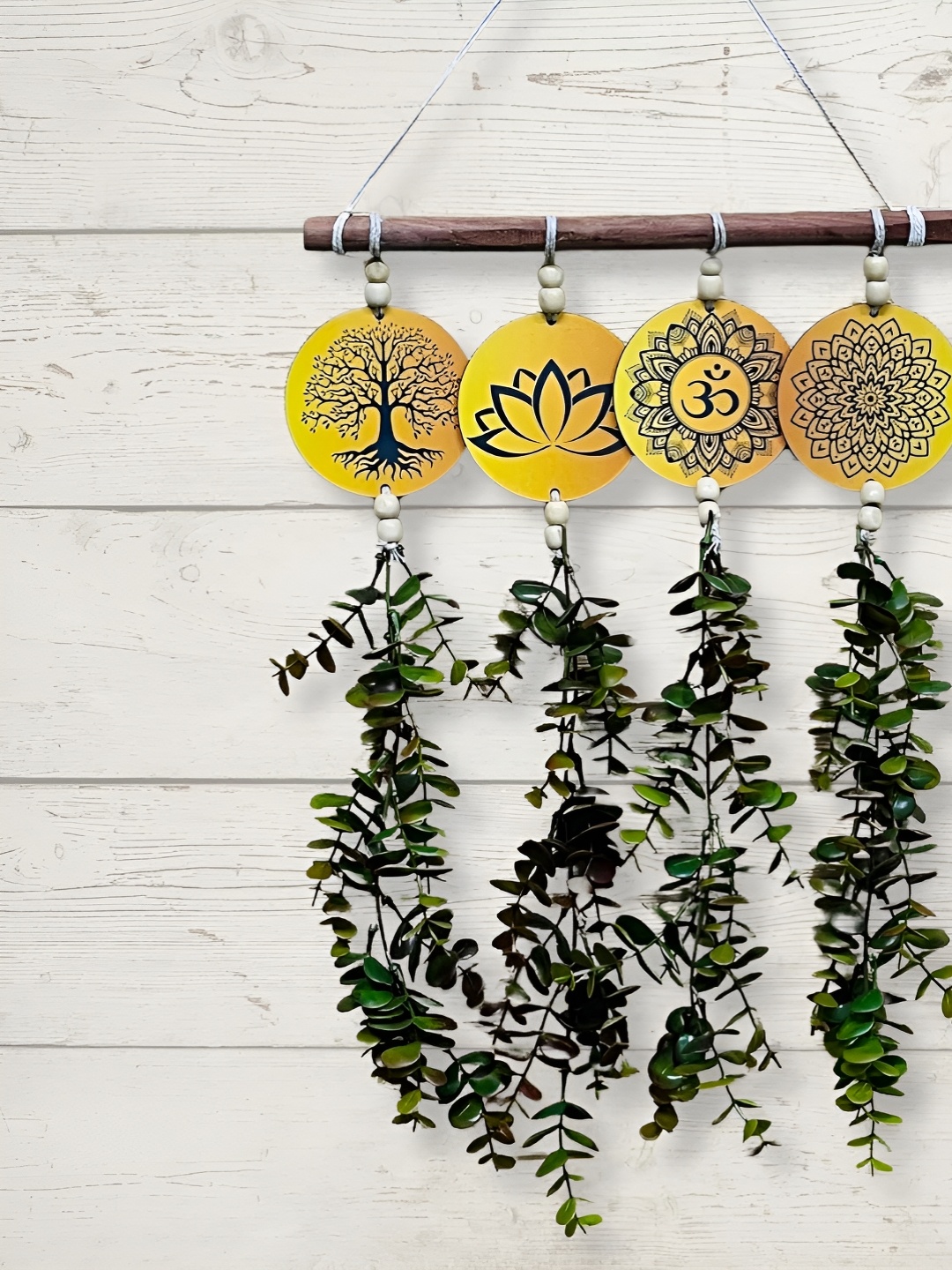 

Akaar Yellow & Green Wooden Wall Hanging