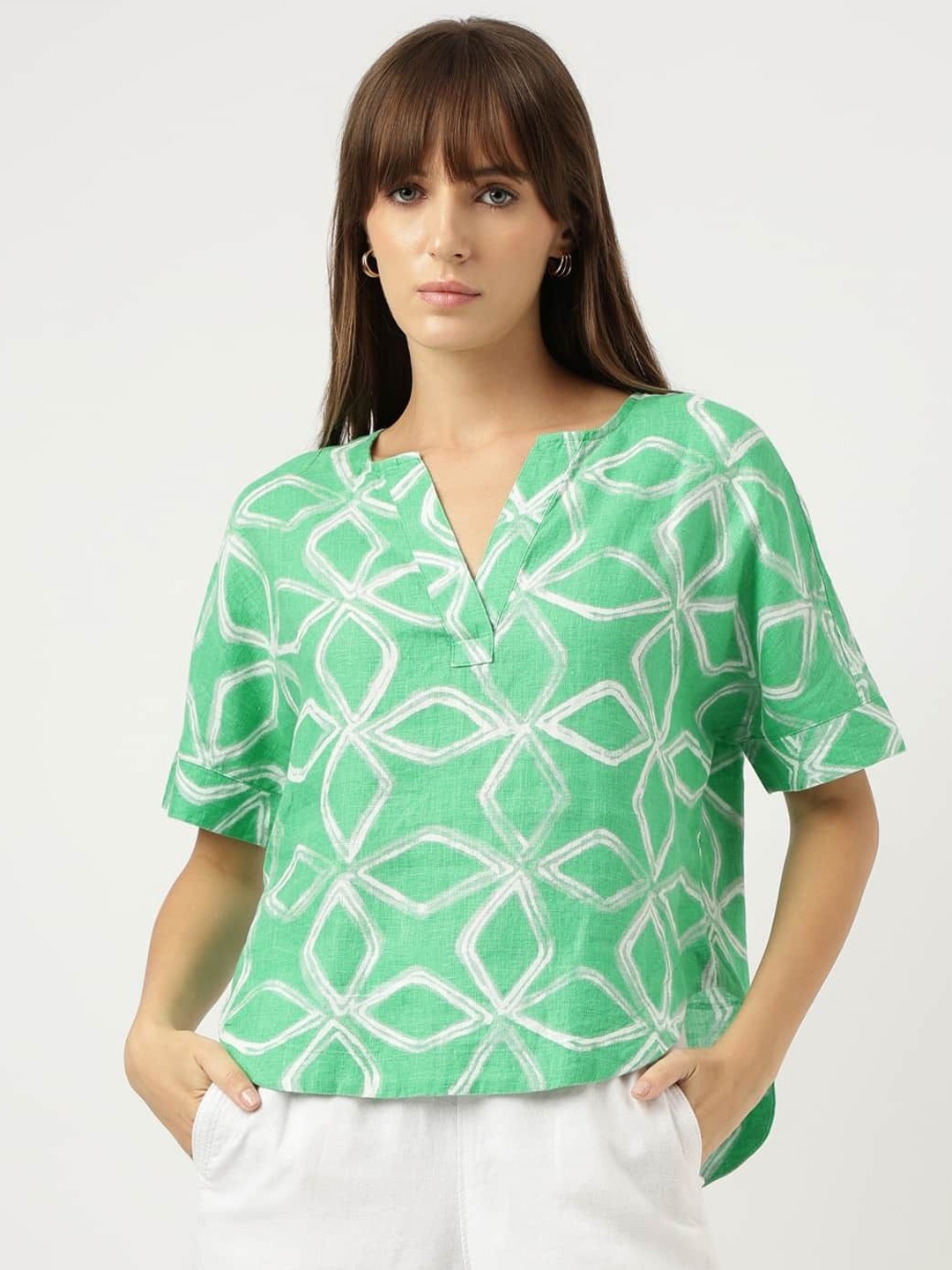 

Marks & Spencer Tropical Print Top, Green
