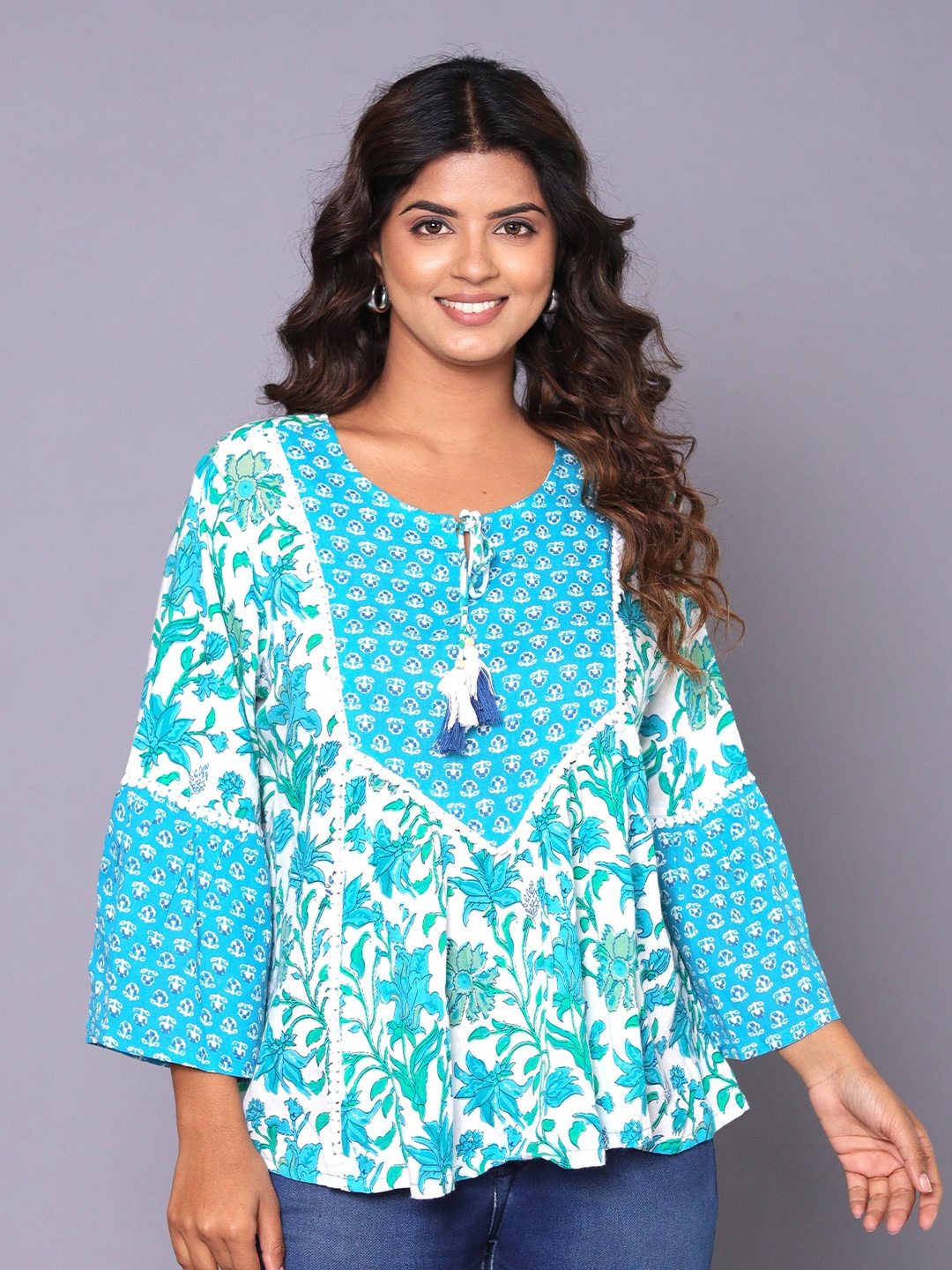 

aaivan Printed Tunic, Blue