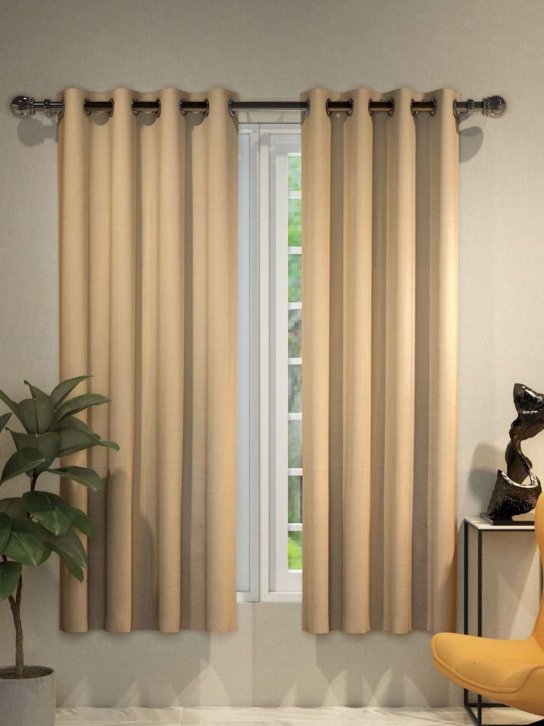

Aura Tan 2 Pieces Window Curtains