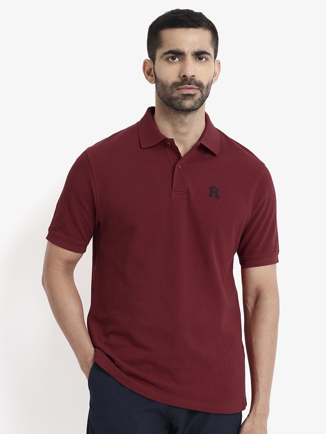 

RARE RABBIT Men Polo Collar T-shirt, Red