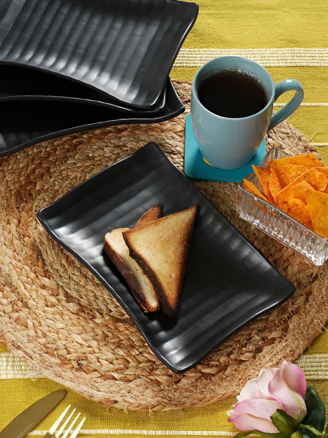 

Aura Black 4 Pieces Textured Serving Tray